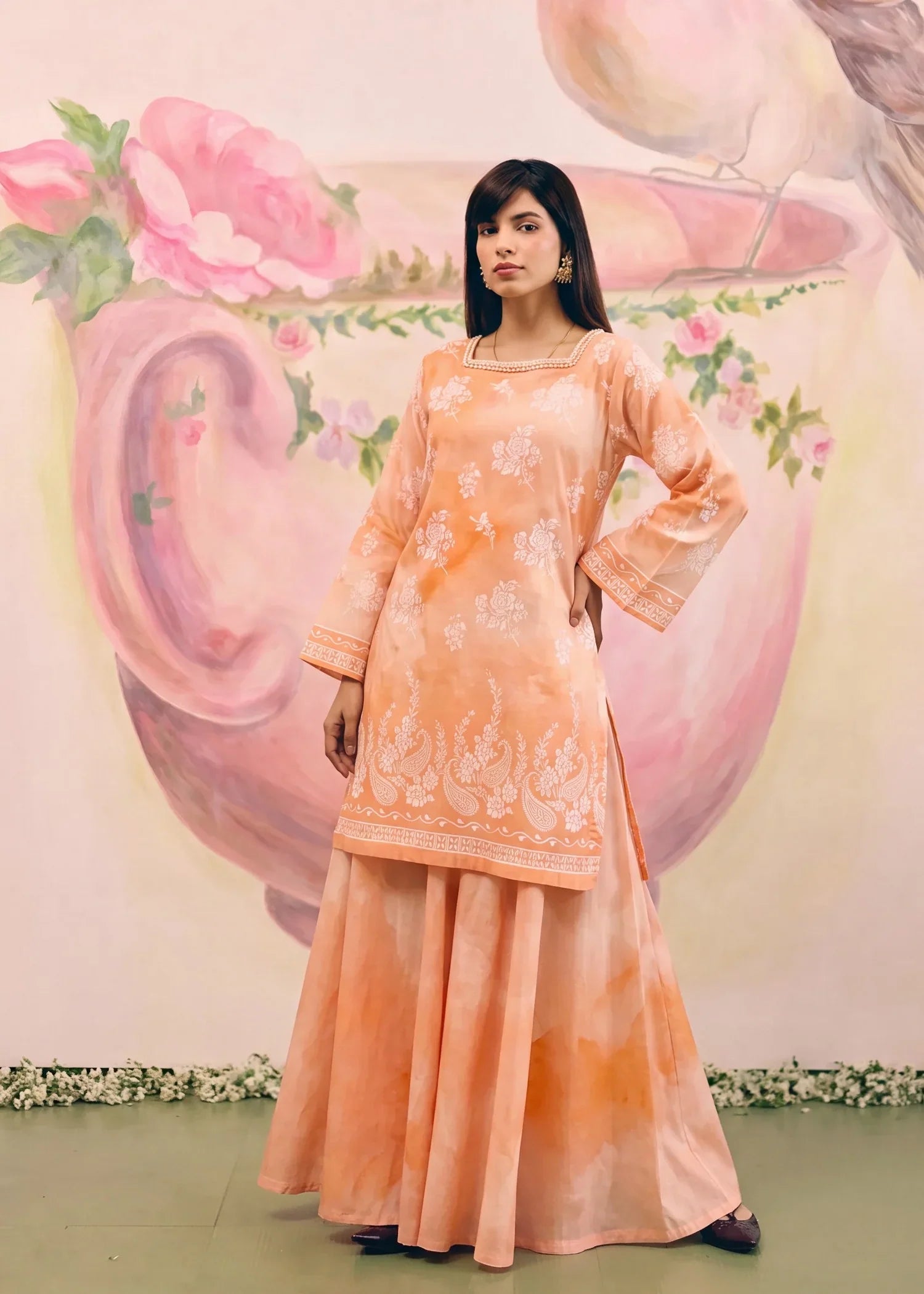 Maha Peach Premium Fabric Pakistani Summer Dresses - Sahiba-clothing - 7