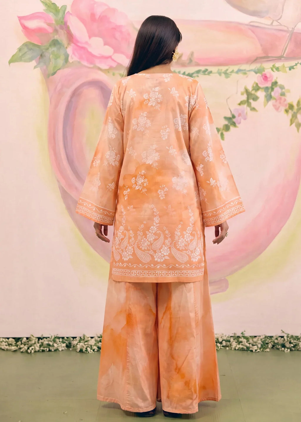 Maha Peach Premium Fabric Pakistani Summer Dresses - Sahiba-clothing - 2
