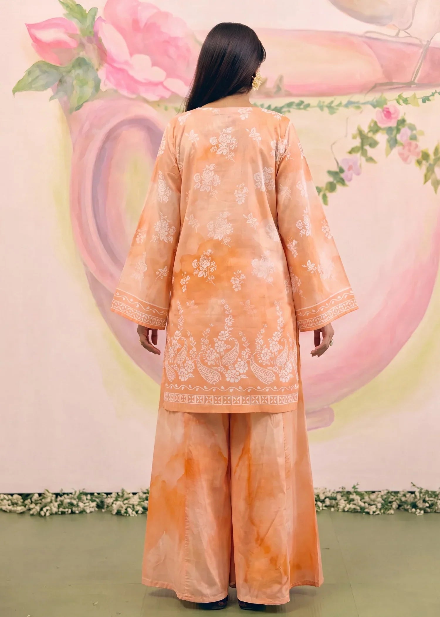 Maha Peach Premium Fabric Pakistani Summer Dresses - Sahiba-clothing - 2