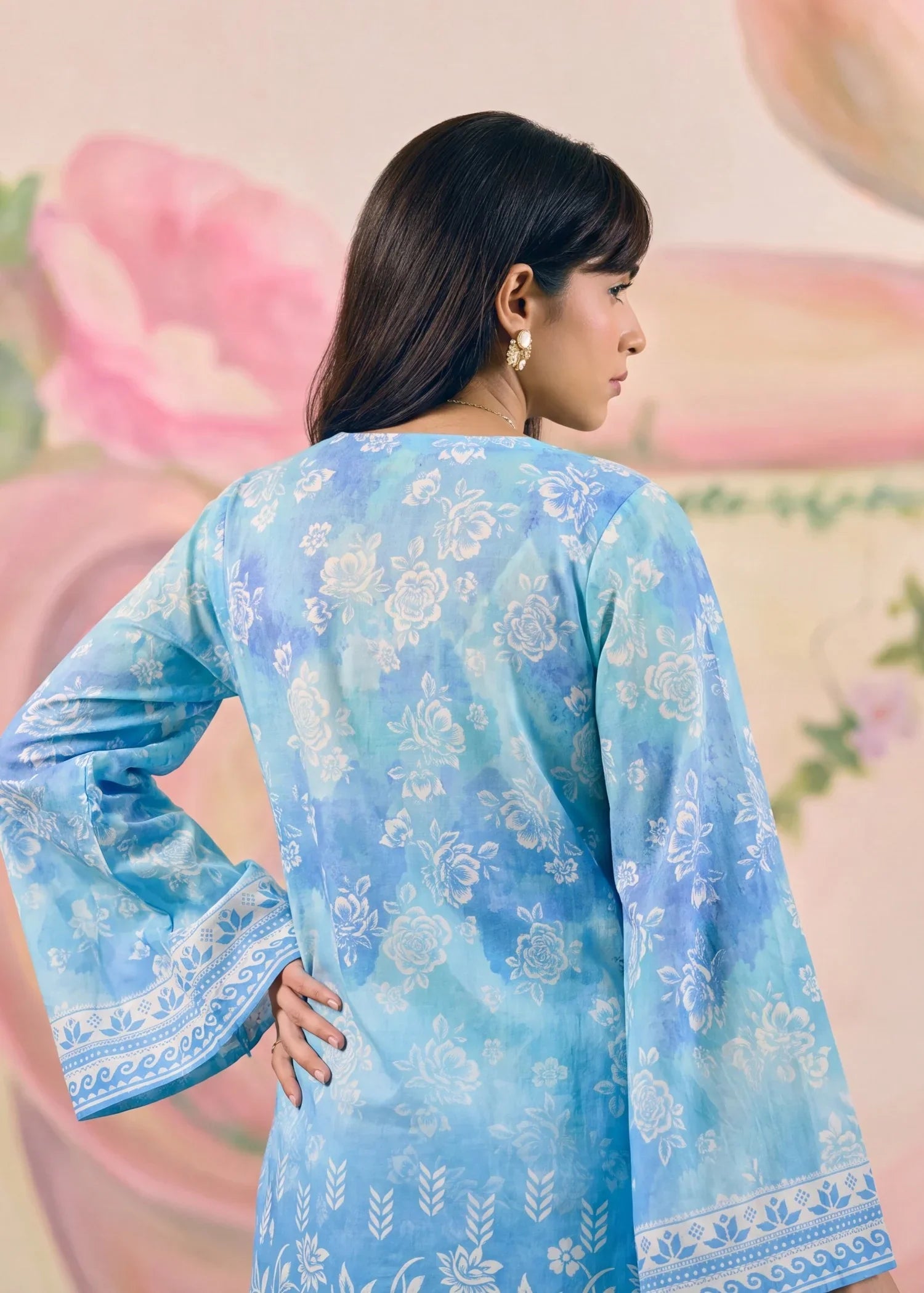 Maha Blue Premium Fabric Pakistani Summer Dresses - Sahiba-clothing - 4