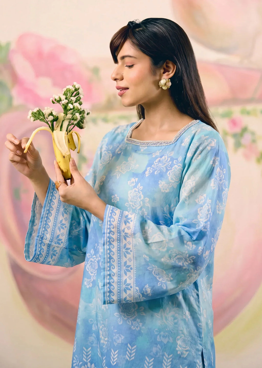 Maha Blue Premium Fabric Pakistani Summer Dresses - Sahiba-clothing - 3