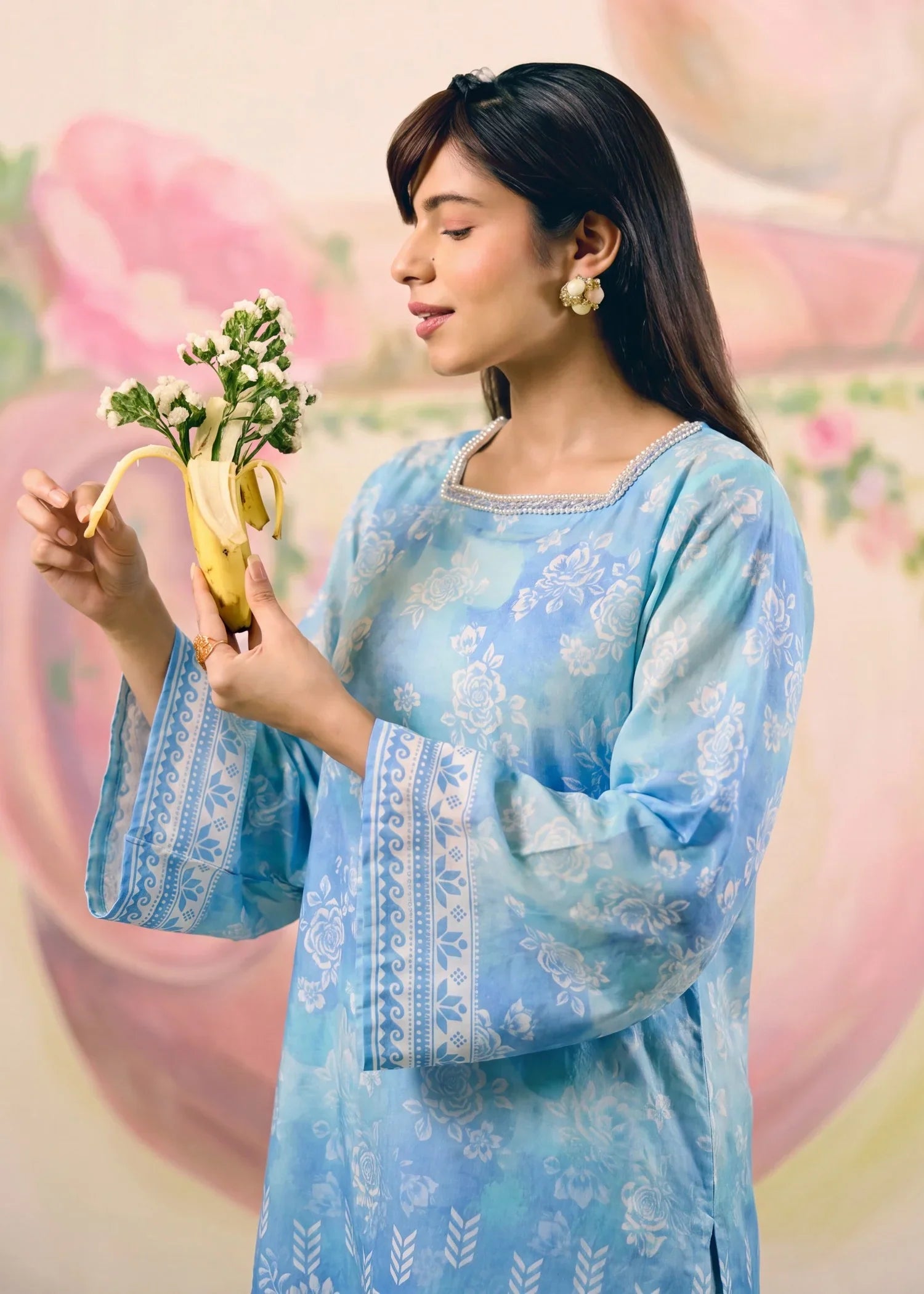 Maha Blue Premium Fabric Pakistani Summer Dresses - Sahiba-clothing - 3