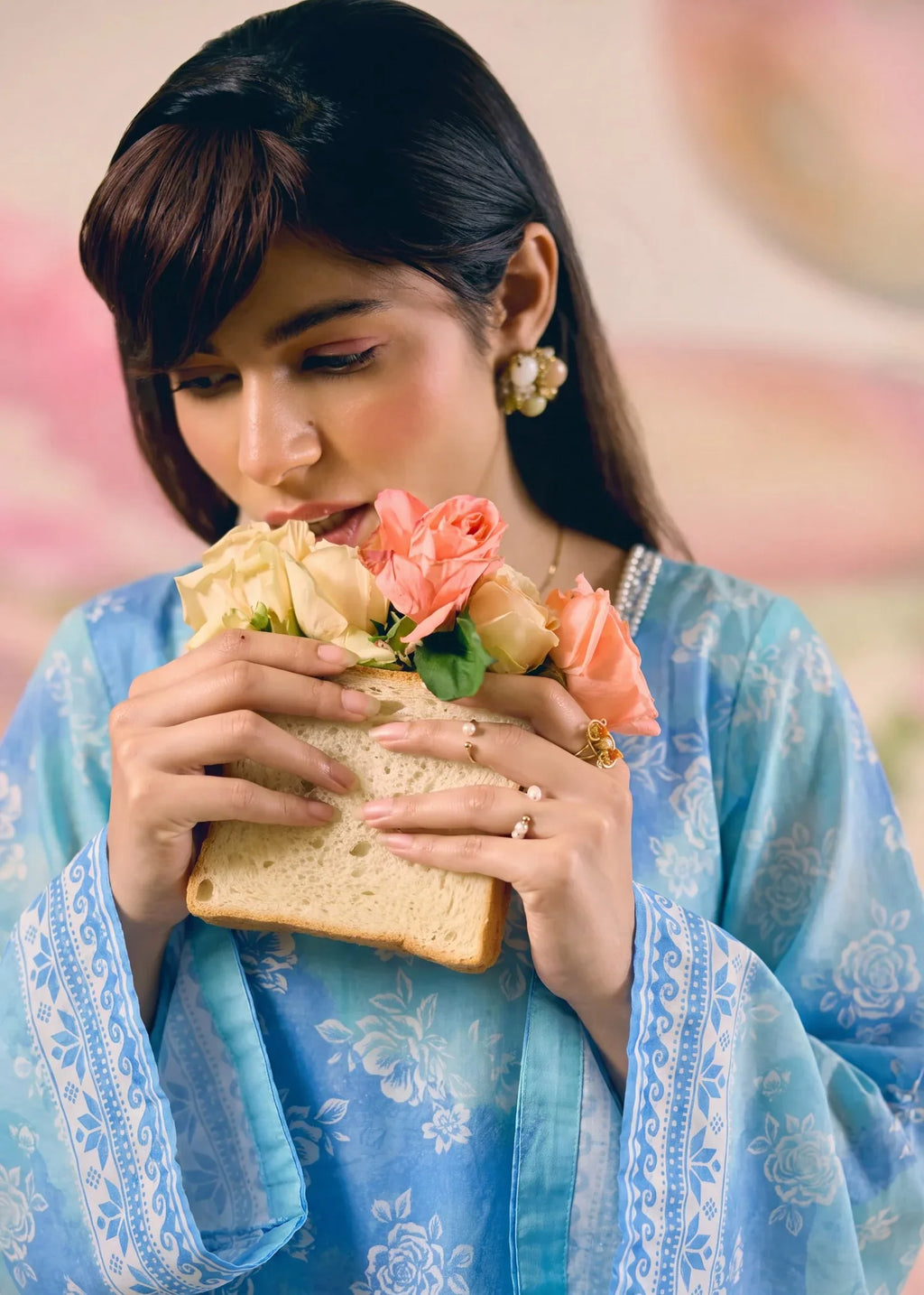 Maha Blue Premium Fabric Pakistani Summer Dresses - Sahiba-clothing - 2