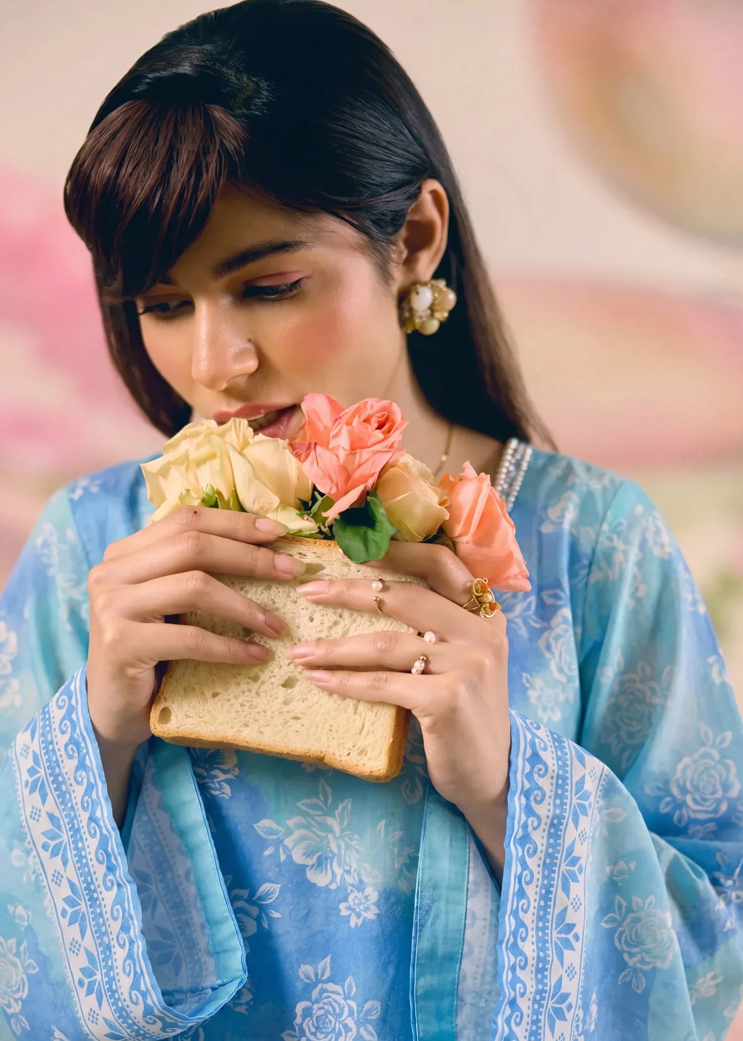 Maha Blue Premium Fabric Pakistani Summer Dresses - Sahiba-clothing - 2