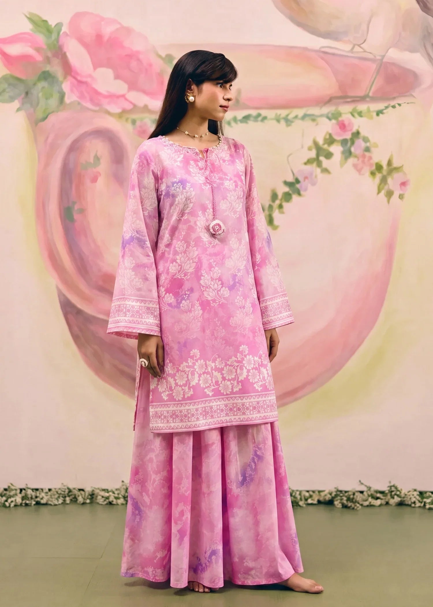 Adiba Pink Premium Fabric Pakistani Summer Dresses - Sahiba-clothing - 5