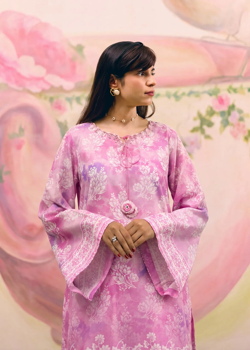 Adiba Pink Premium Fabric Pakistani Summer Dresses - Sahiba-clothing - 3
