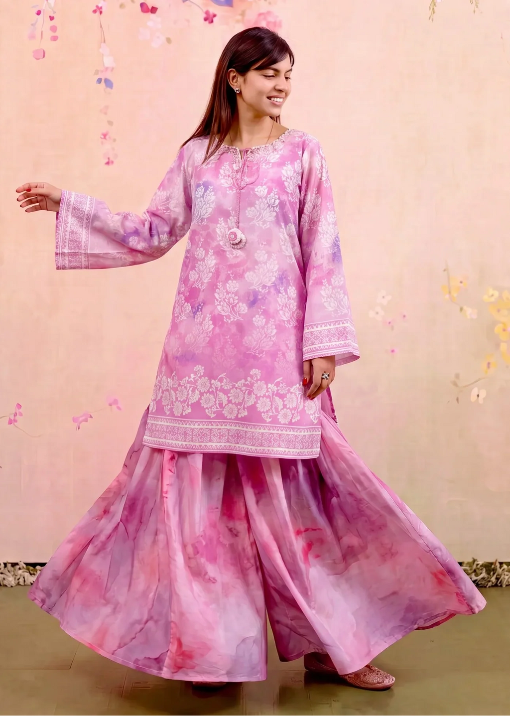 Adiba Pink Premium Fabric Pakistani Summer Dresses - Sahiba-clothing - 1