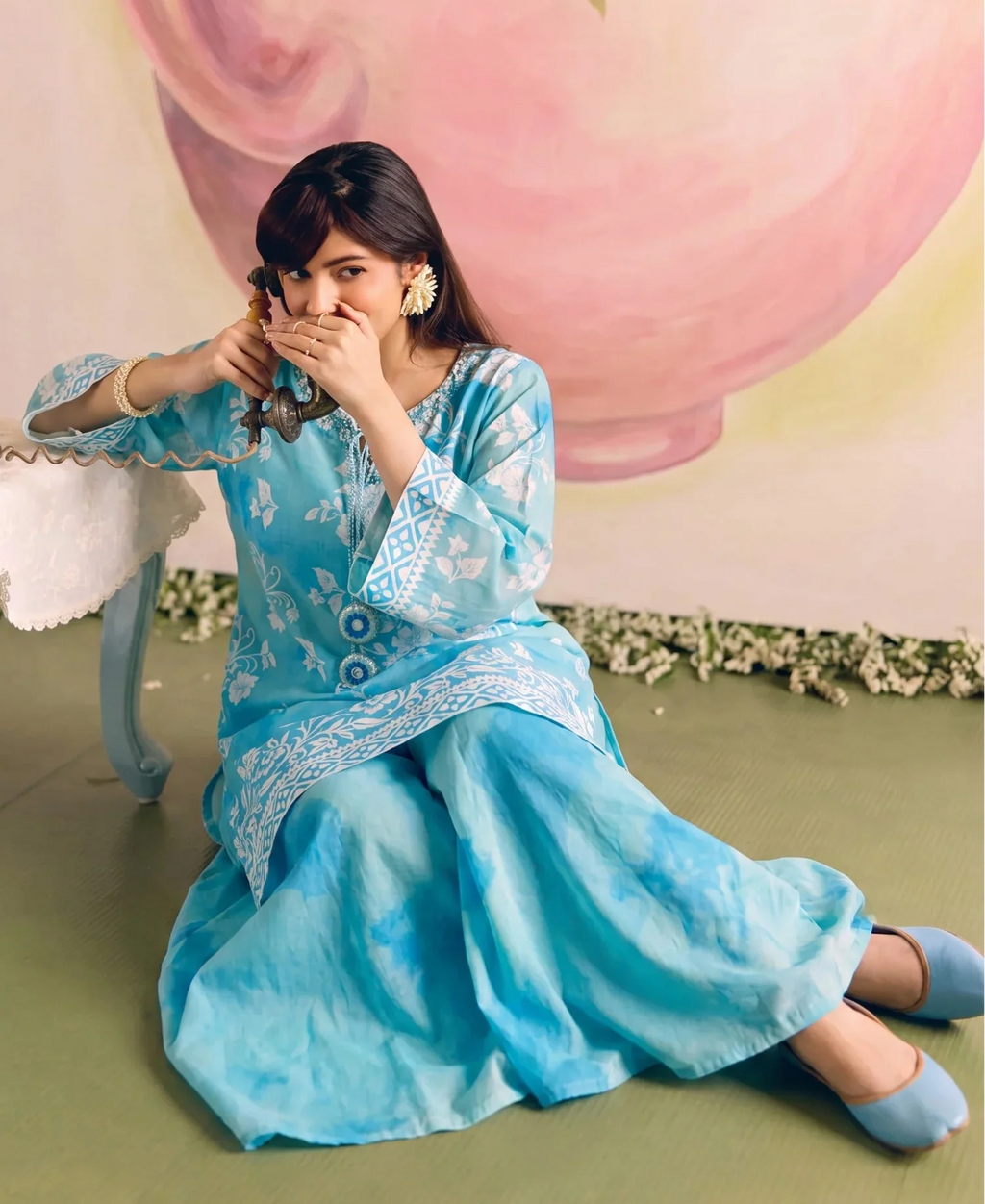Adiba Blue Premium Fabric Pakistani Summer Dresses - Sahiba-clothing - 3