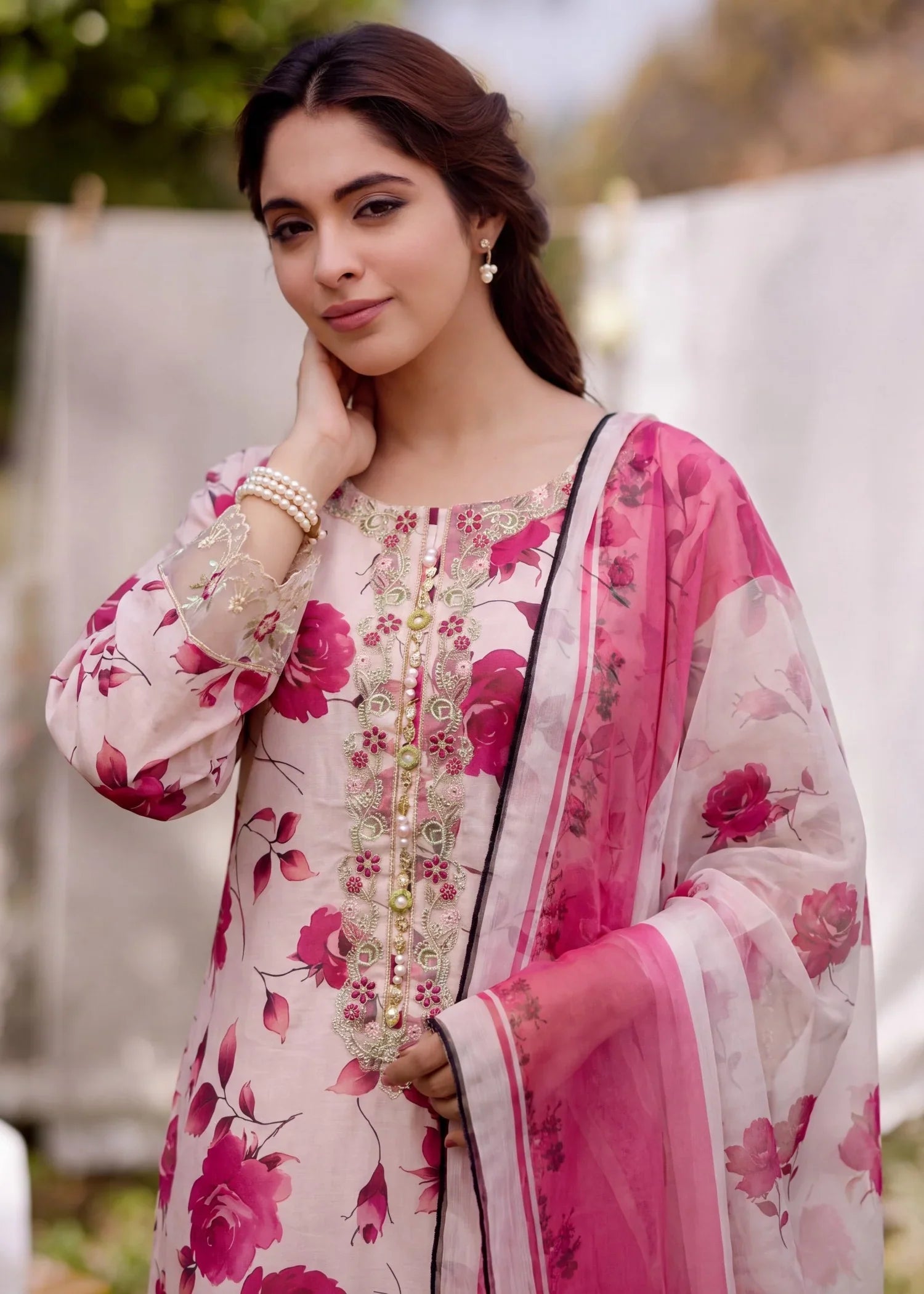 Gulreza PInk Premium Fabric Pakistani Summer Dresses - Sahiba-clothing - 3