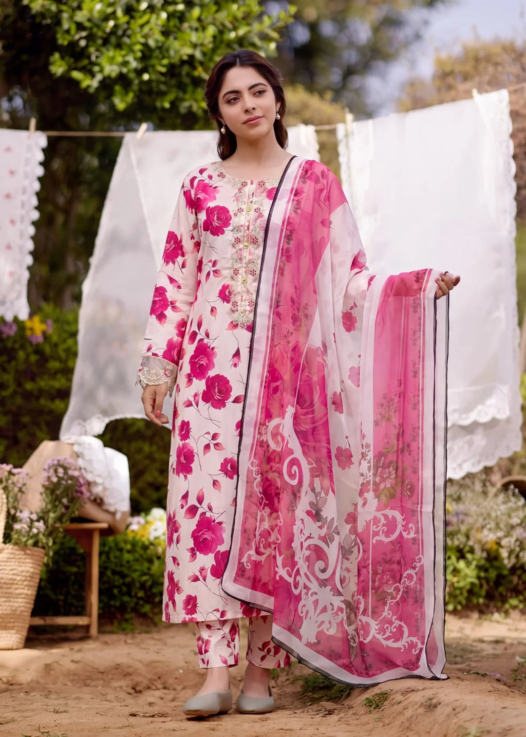 Gulreza PInk Premium Fabric Pakistani Summer Dresses - Sahiba-clothing - 1