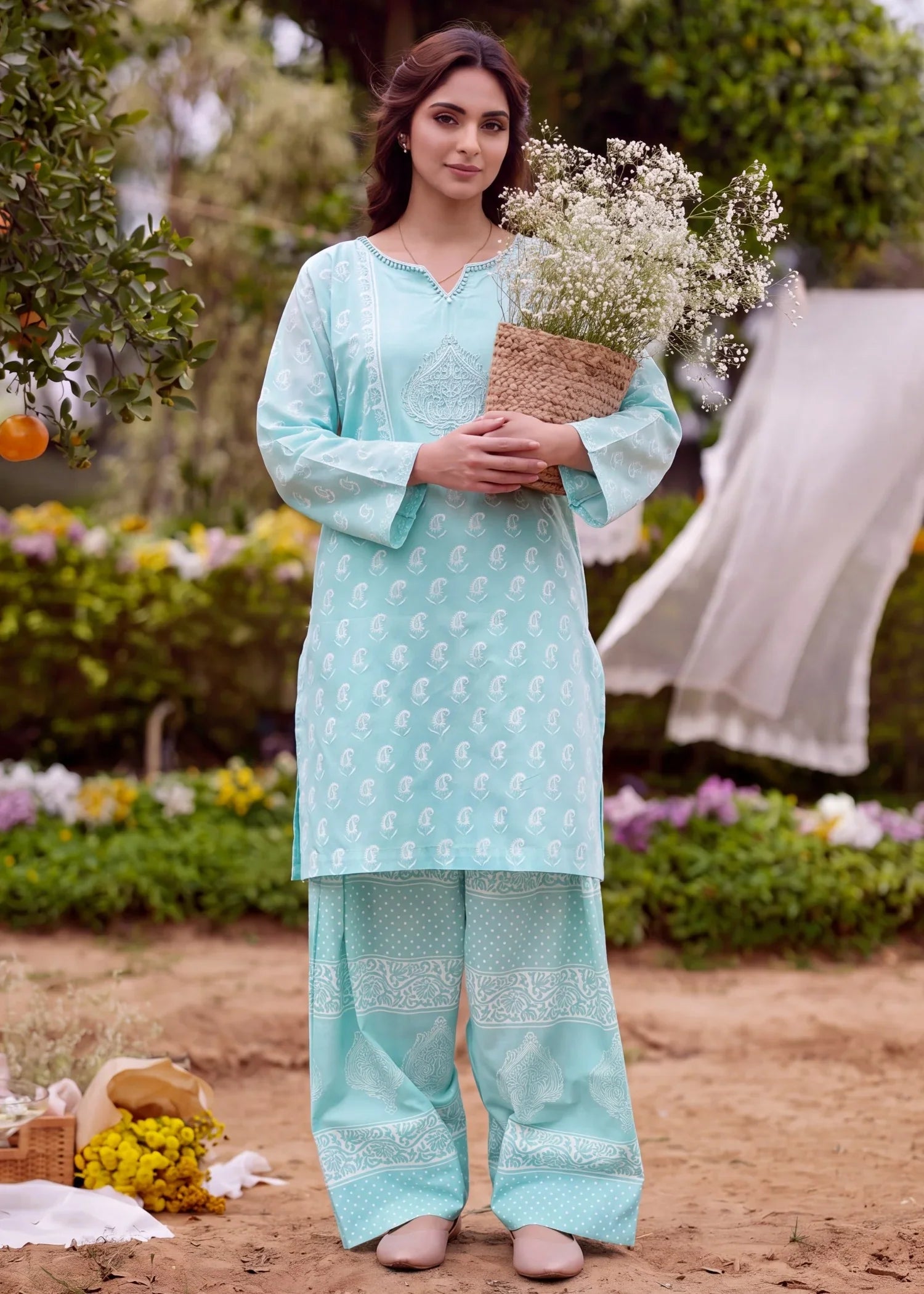 Zeenavar Aqua Premium Fabric Pakistani Summer Dresses - Sahiba-clothing - 2
