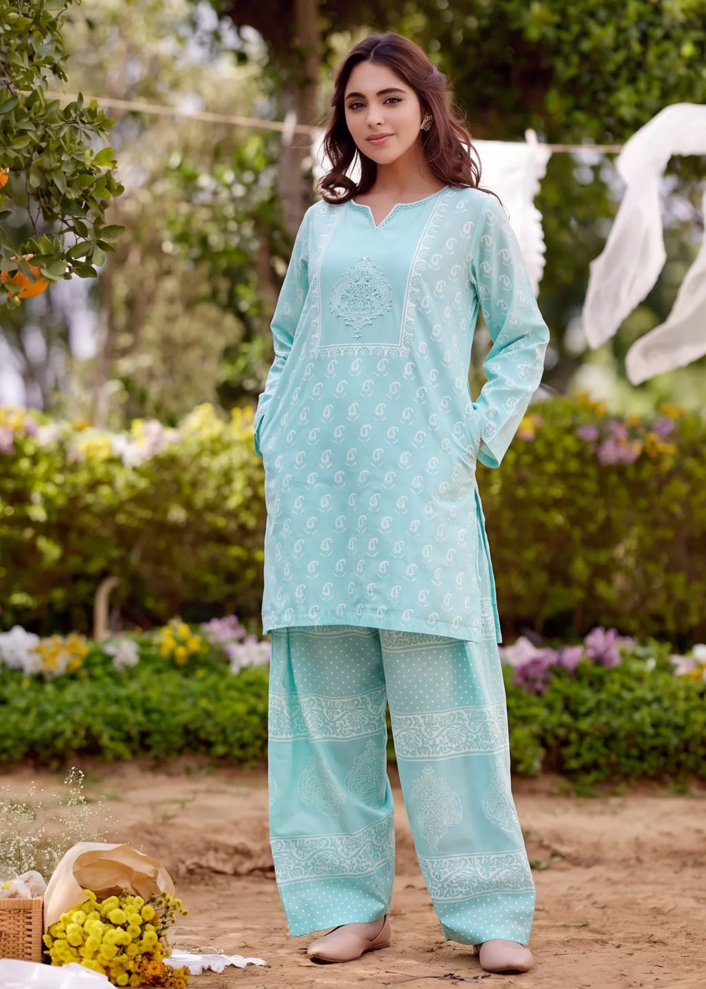 Zeenavar Aqua Premium Fabric Pakistani Summer Dresses - Sahiba-clothing - 1