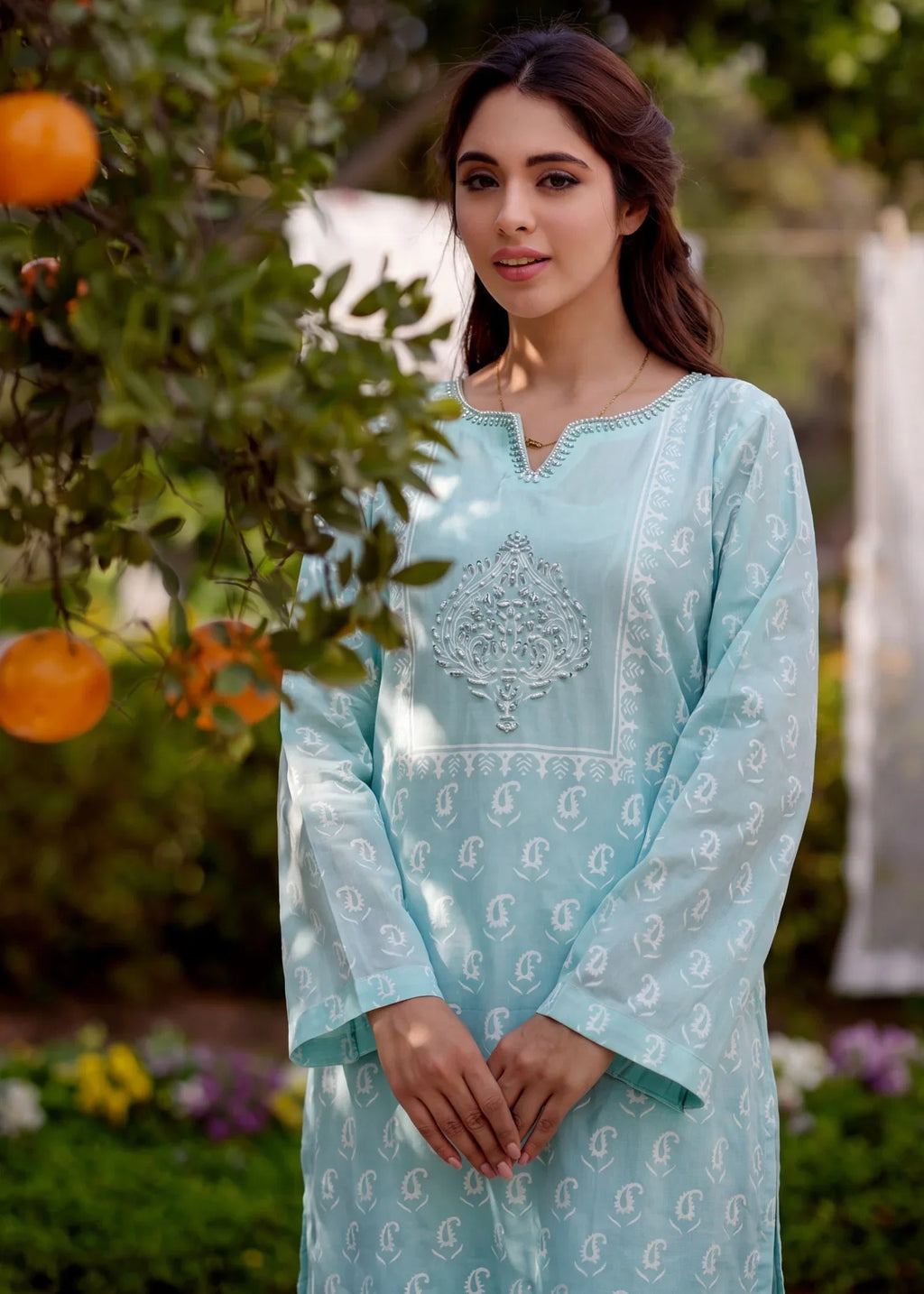 Zeenavar Aqua Premium Fabric Pakistani Summer Dresses - Sahiba-clothing - 5