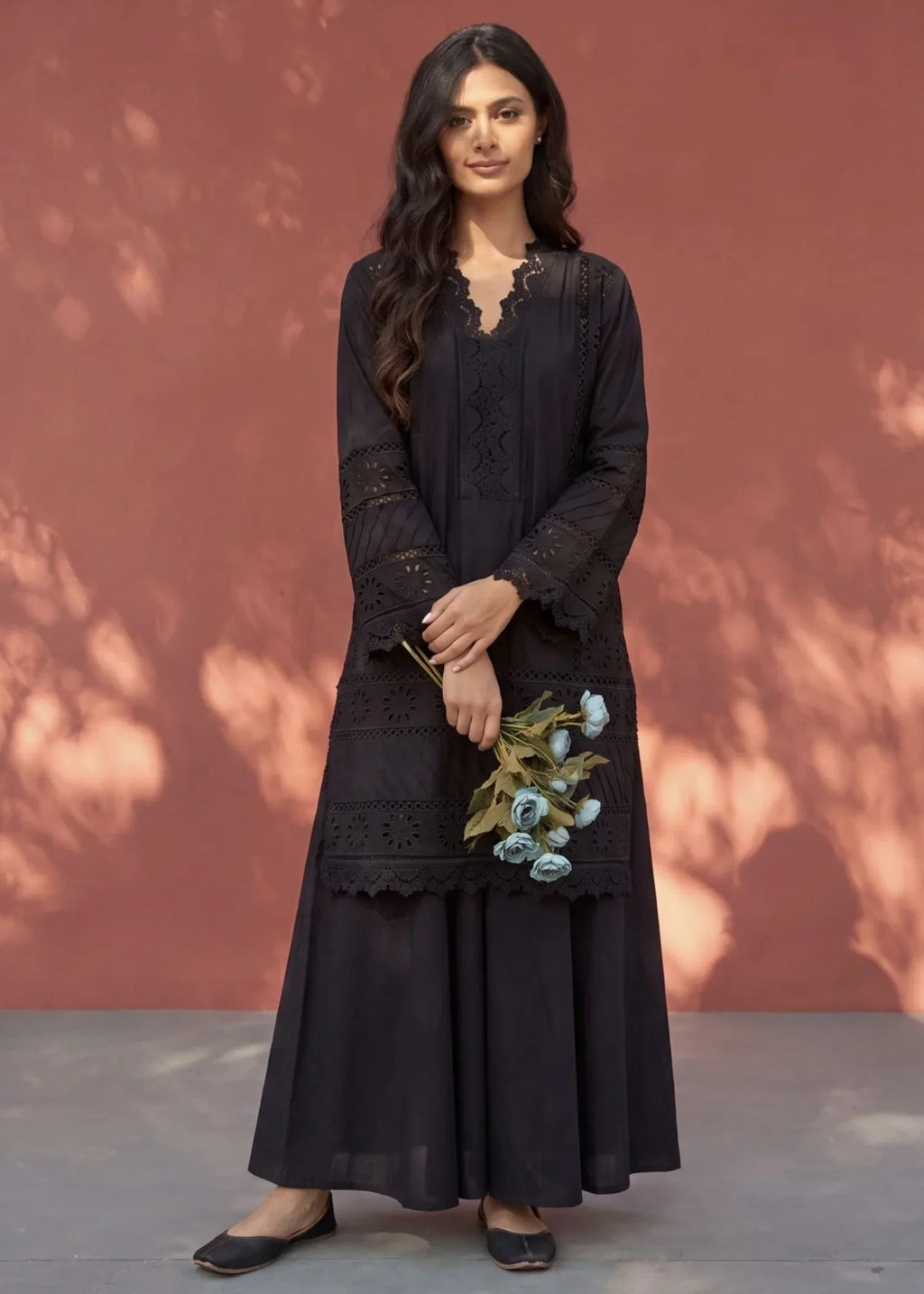 Baraftab Black Premium Fabric Pakistani Summer Dresses - Sahiba-clothing - 1