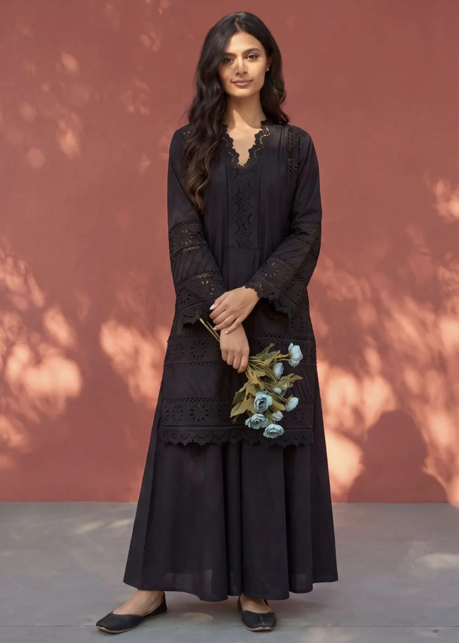 Baraftab Black Premium Fabric Pakistani Summer Dresses - Sahiba-clothing - 1