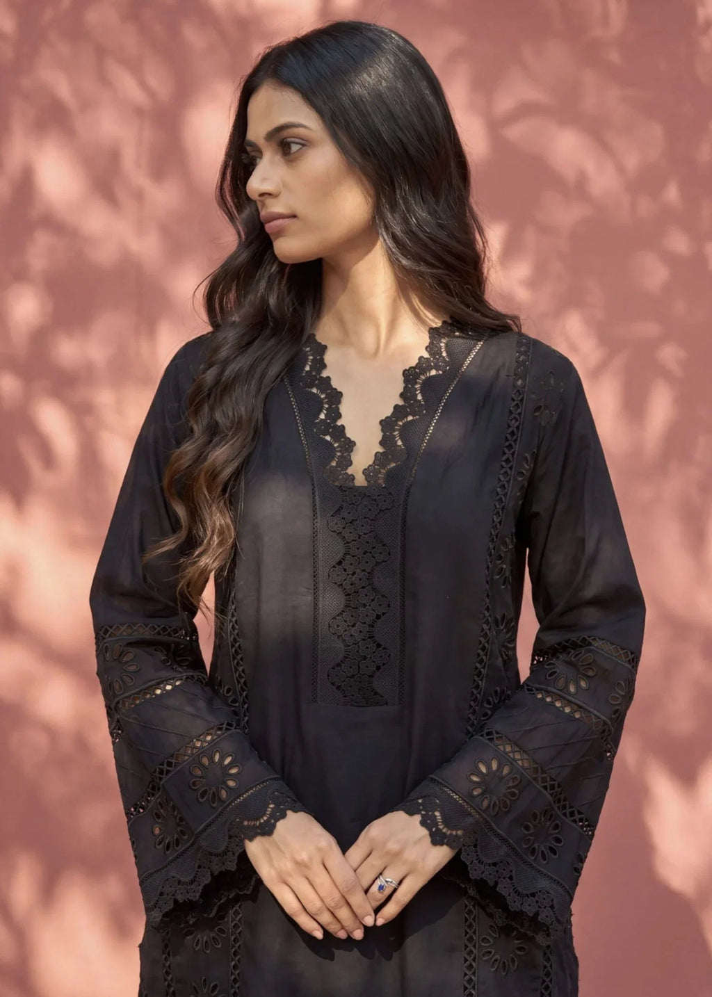 Baraftab Black Premium Fabric Pakistani Summer Dresses - Sahiba-clothing - 3