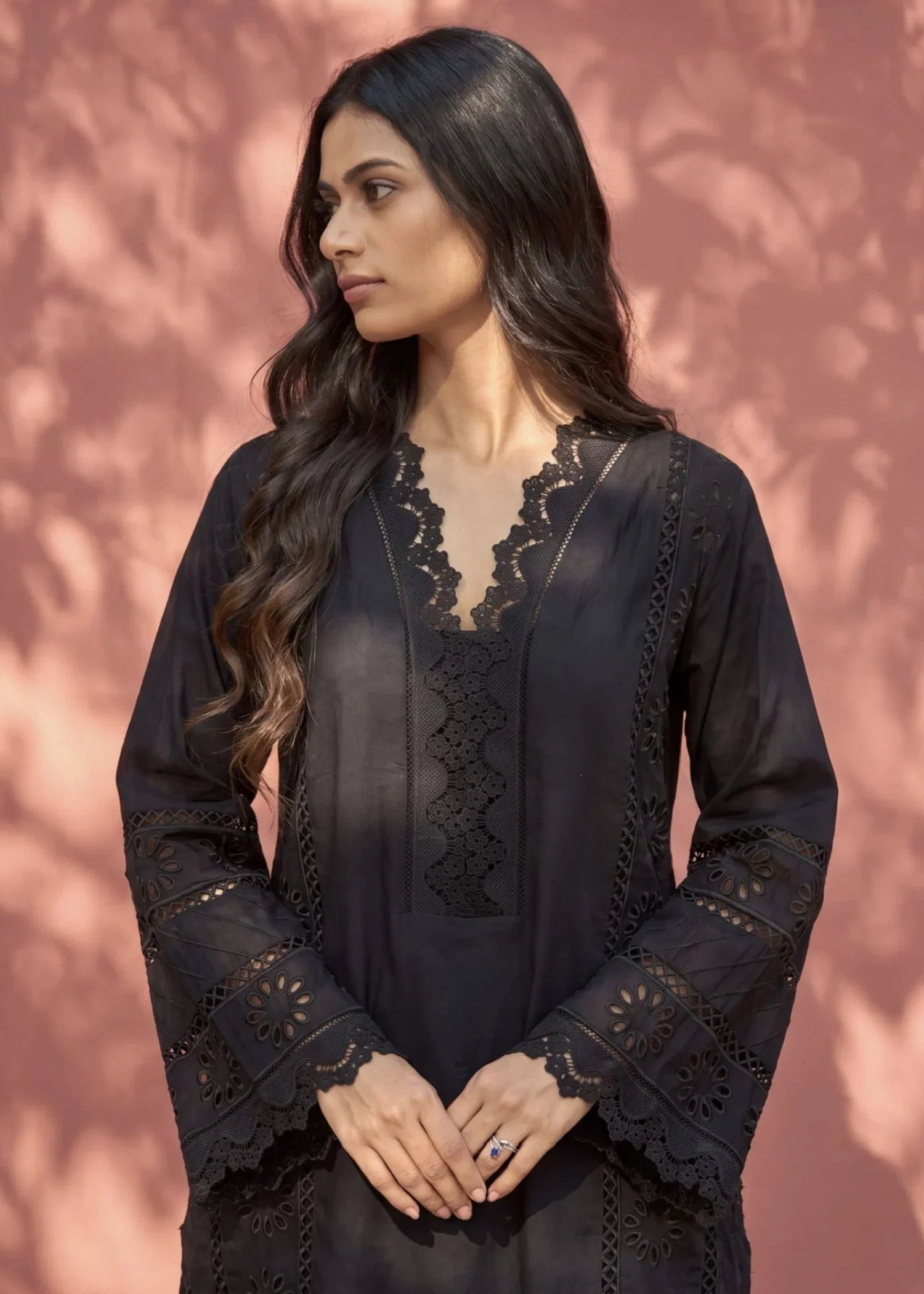 Baraftab Black Premium Fabric Pakistani Summer Dresses - Sahiba-clothing - 3