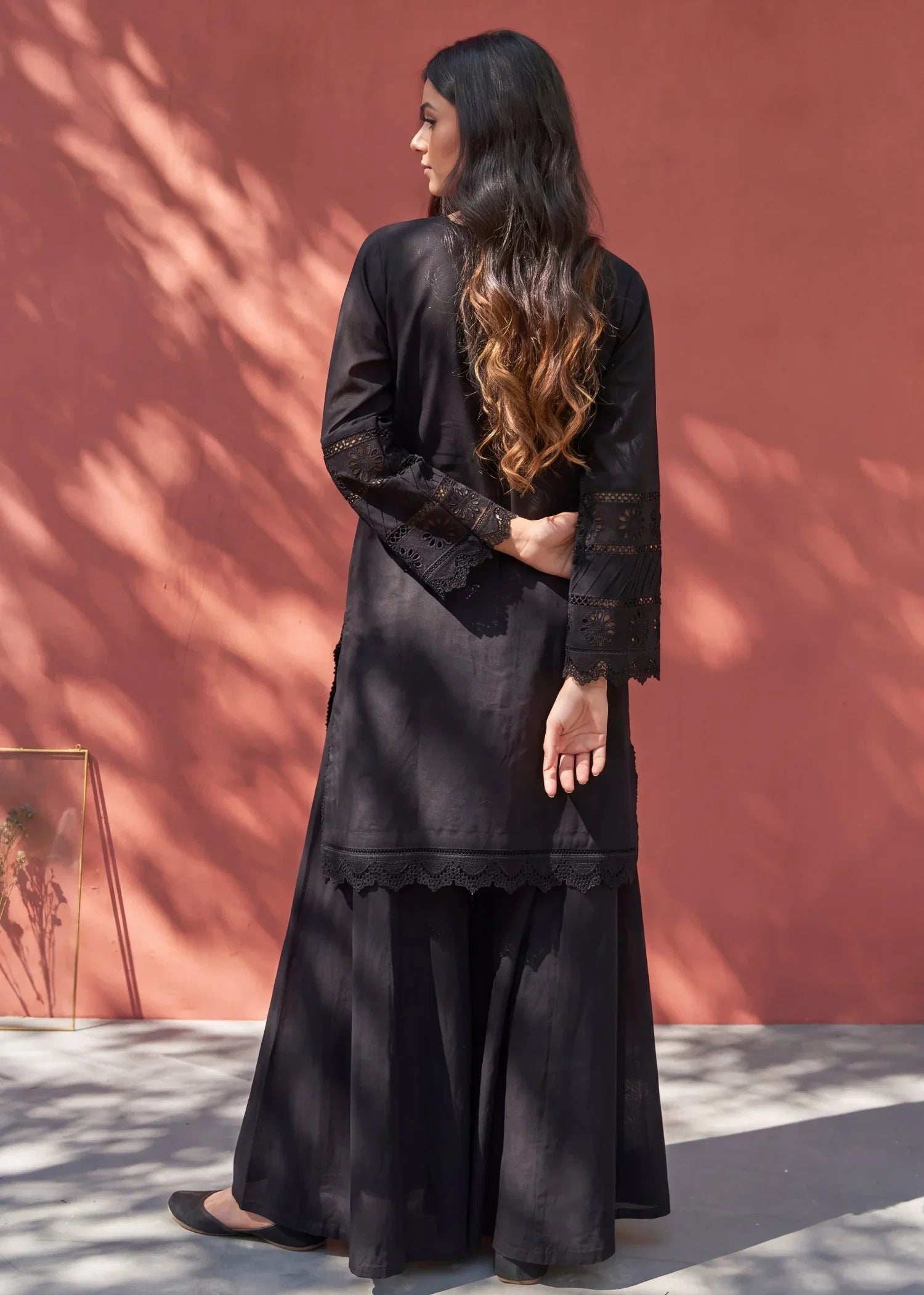 Baraftab Black Premium Fabric Pakistani Summer Dresses - Sahiba-clothing - 2