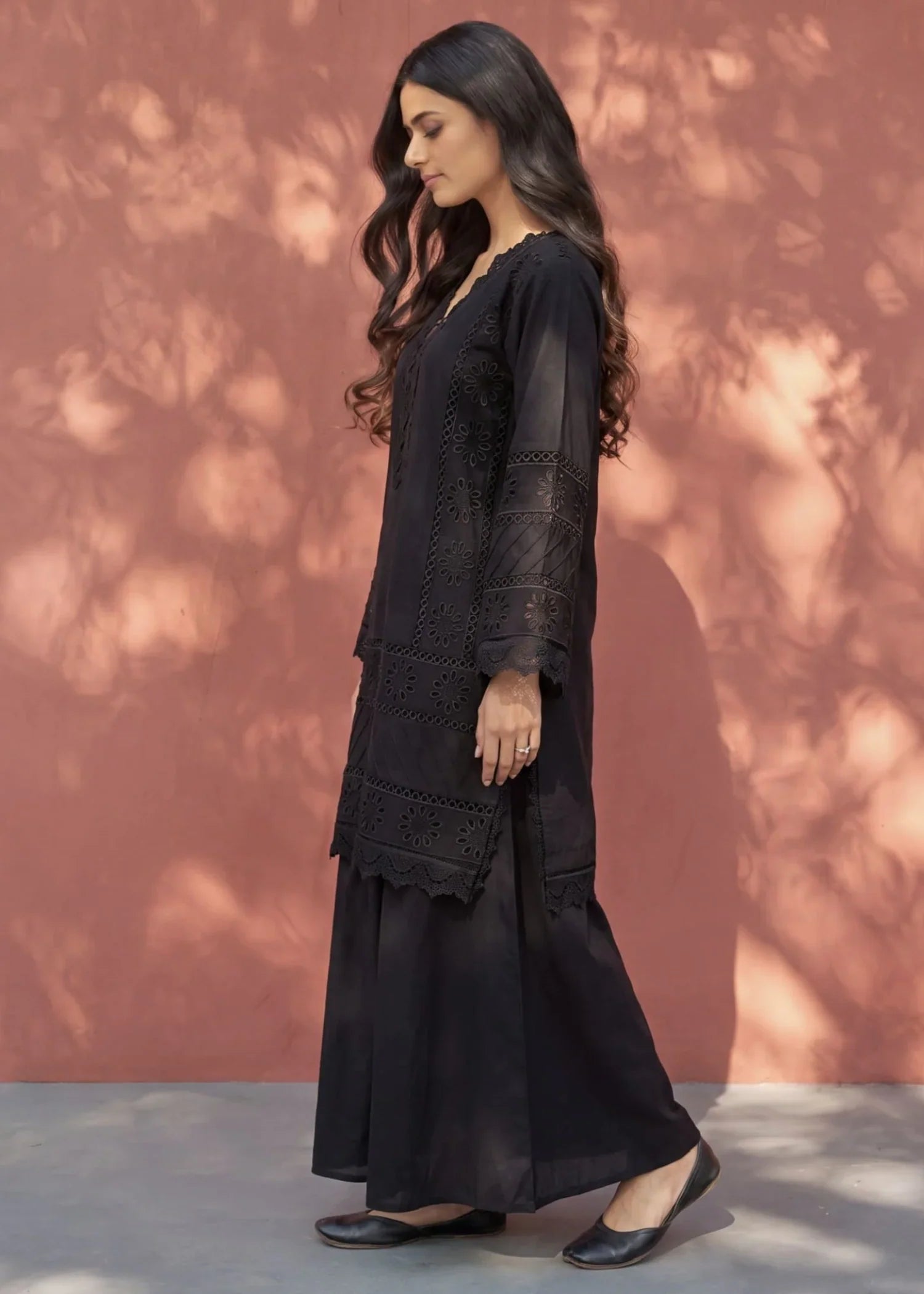 Baraftab Black Premium Fabric Pakistani Summer Dresses - Sahiba-clothing - 4