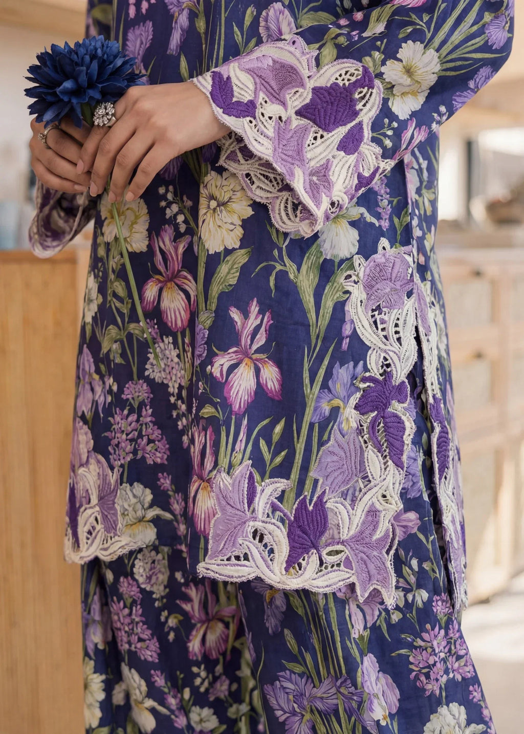 Alara Navy Premium Fabric Pakistani Summer Dresses - Sahiba-clothing - 3