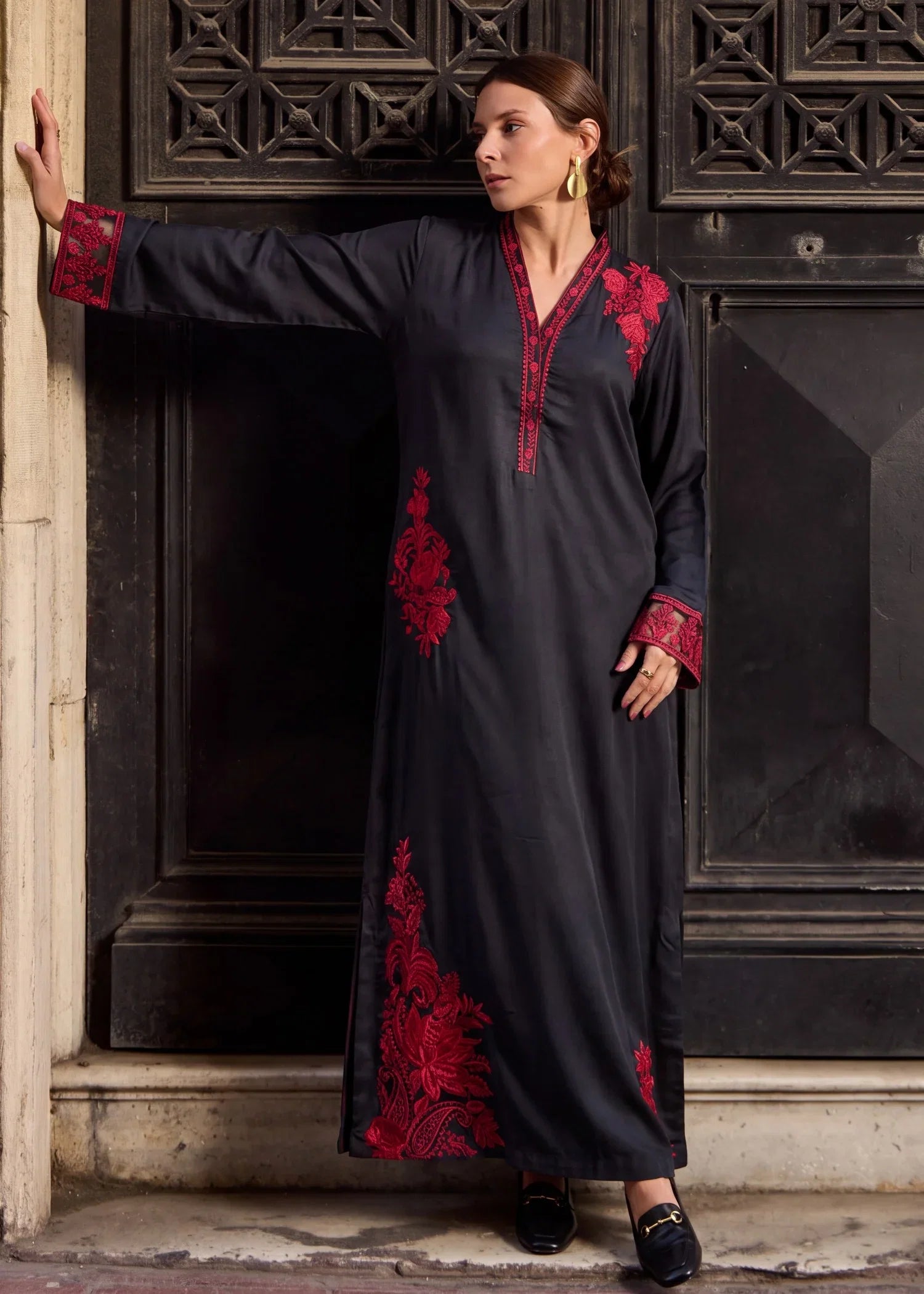 Ruhee Black Premium Fabric Pakistani Summer Dresses - Sahiba-clothing - 1