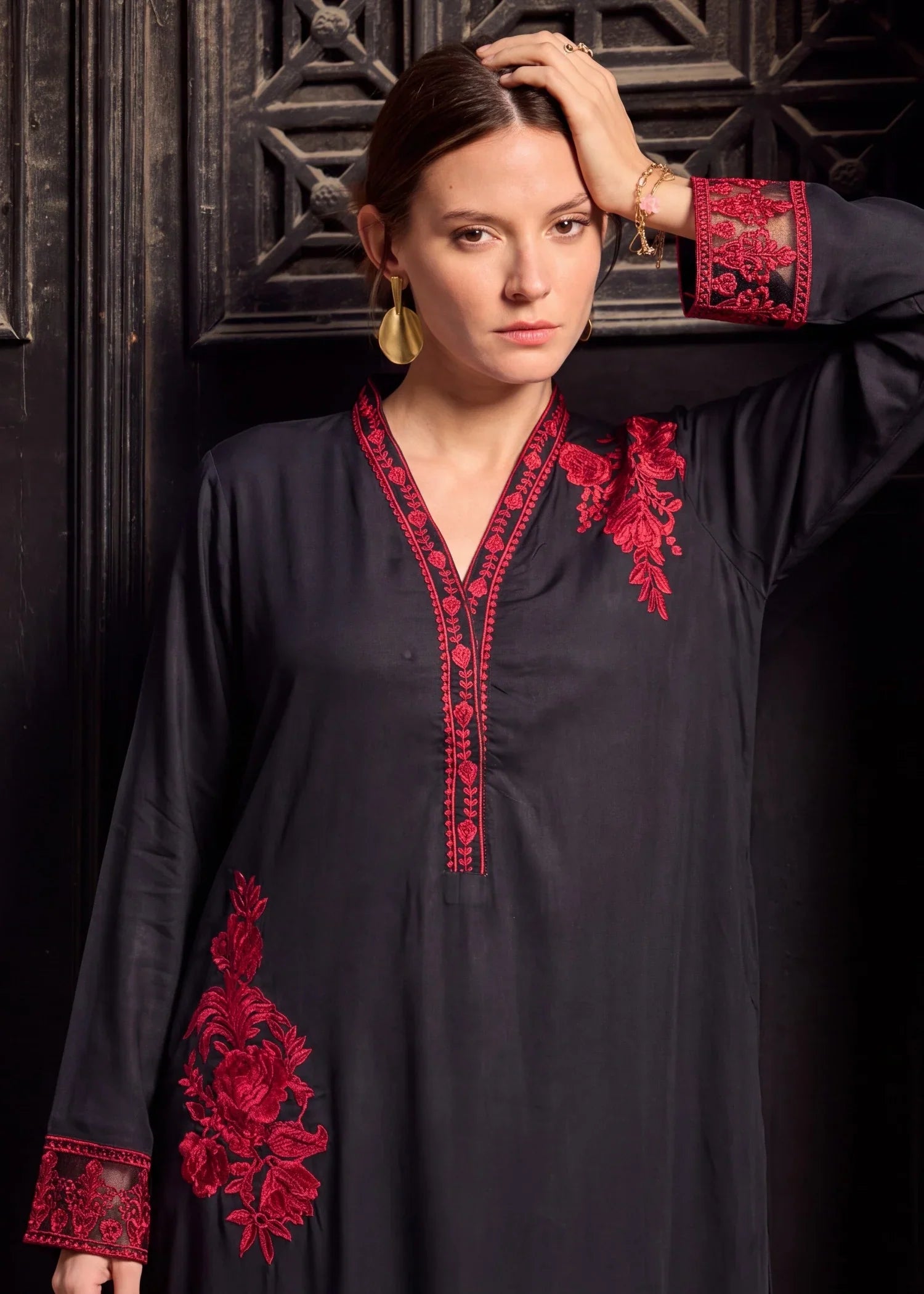 Ruhee Black Premium Fabric Pakistani Summer Dresses - Sahiba-clothing - 3