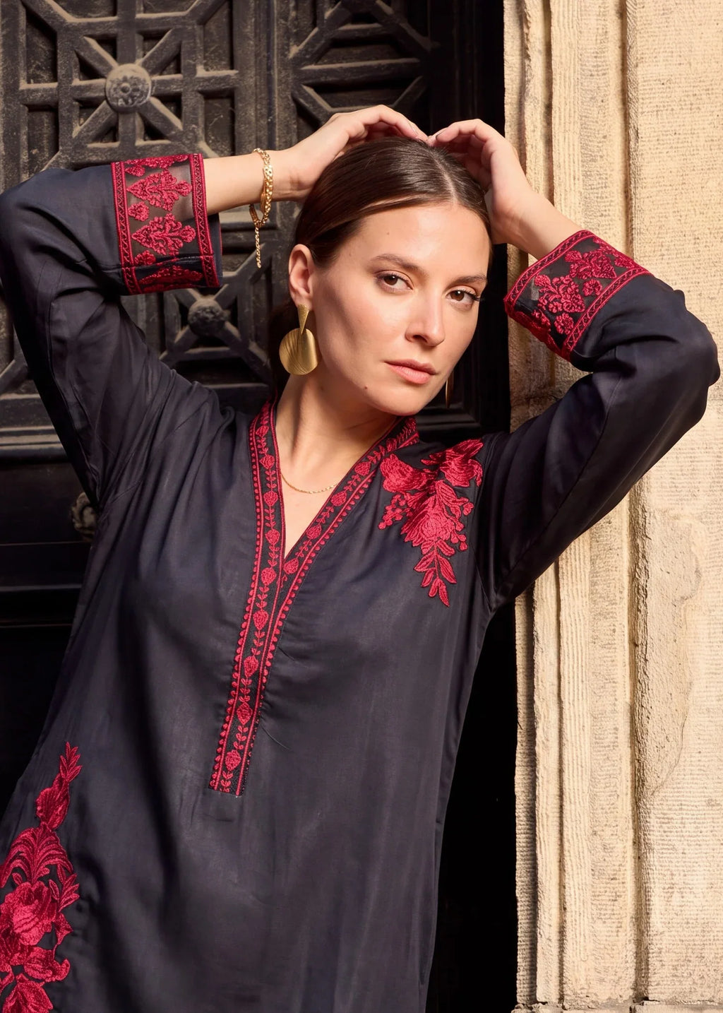 Ruhee Black Premium Fabric Pakistani Summer Dresses - Sahiba-clothing - 4