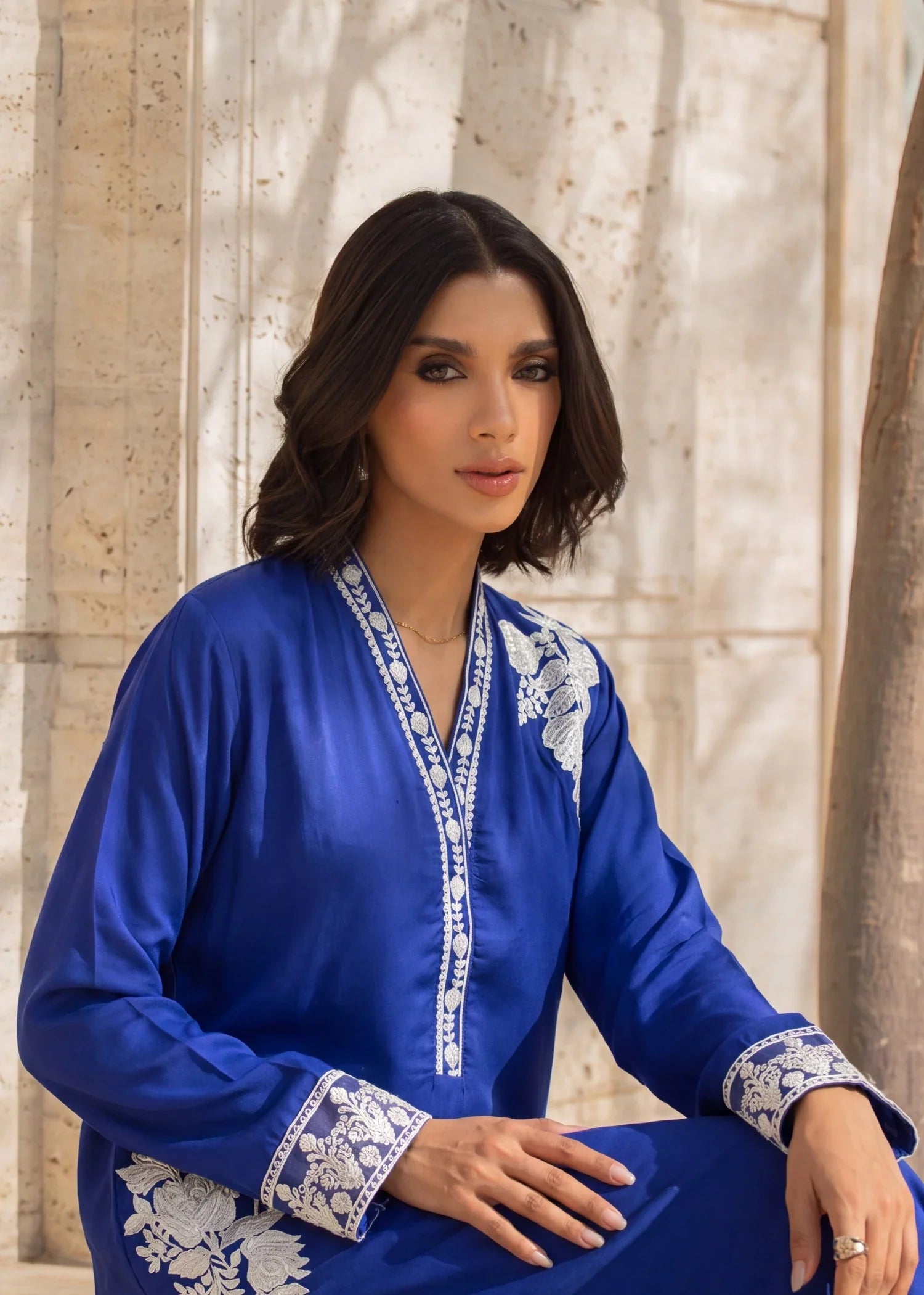Ruhee Royal Blue Premium Fabric Pakistani Summer Dresses - Sahiba-clothing - 3