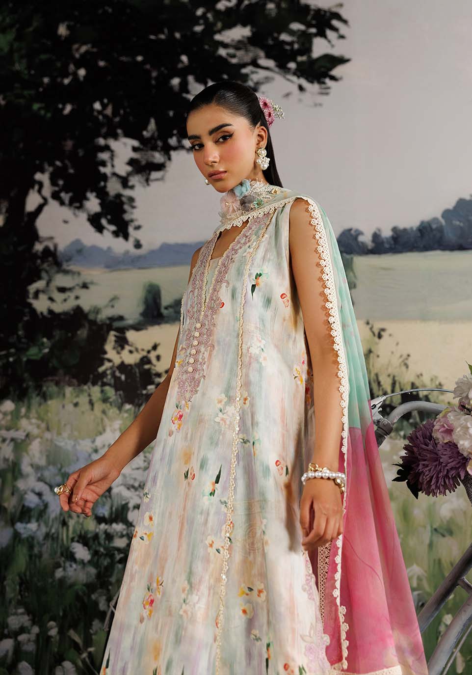 SHABNAM ZQ003 Chiffon Pakistani Summer Dresses - Zarqash - 5