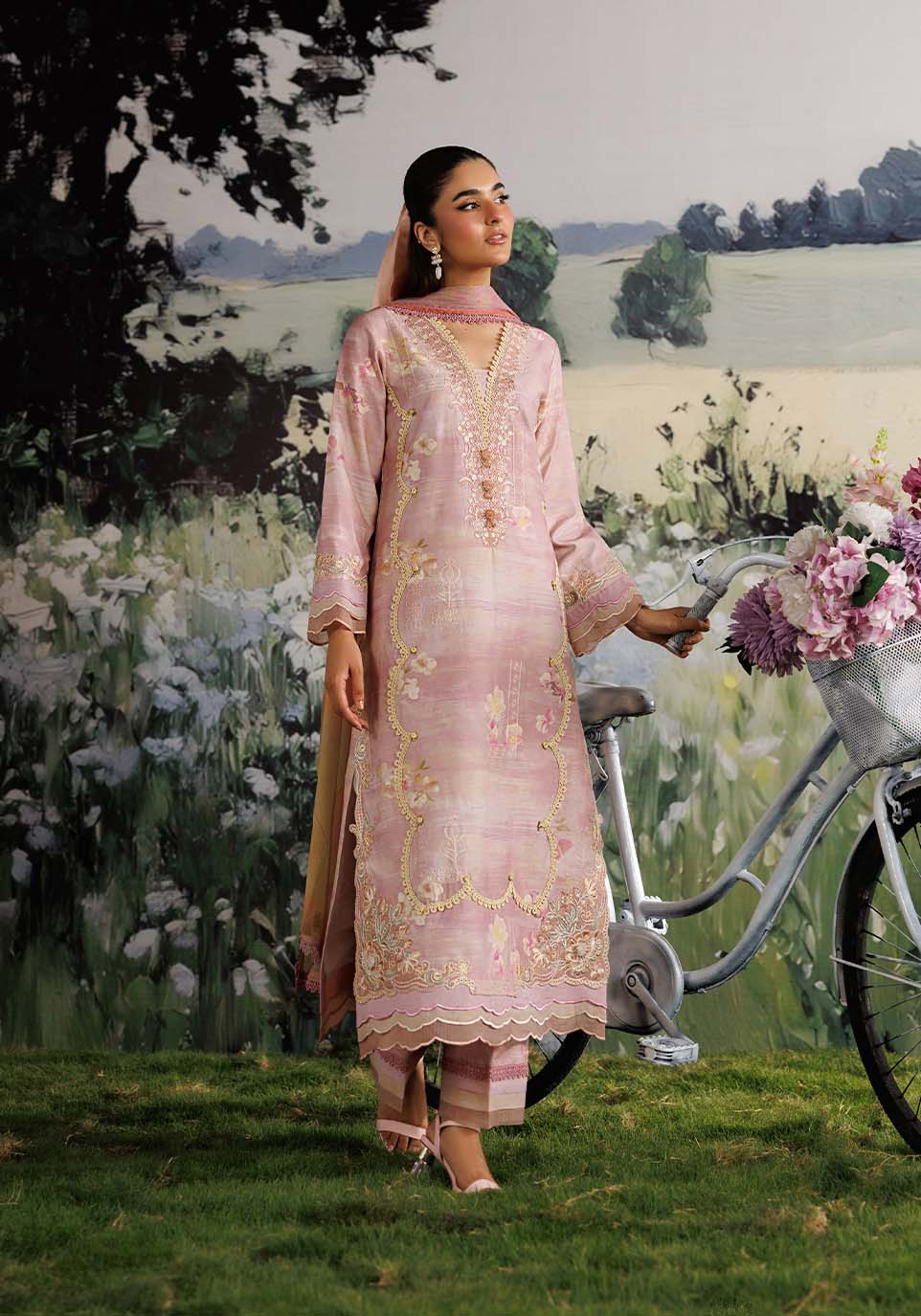 SHABNAM ZQ002 Chiffon Pakistani Summer Dresses - Zarqash - 5