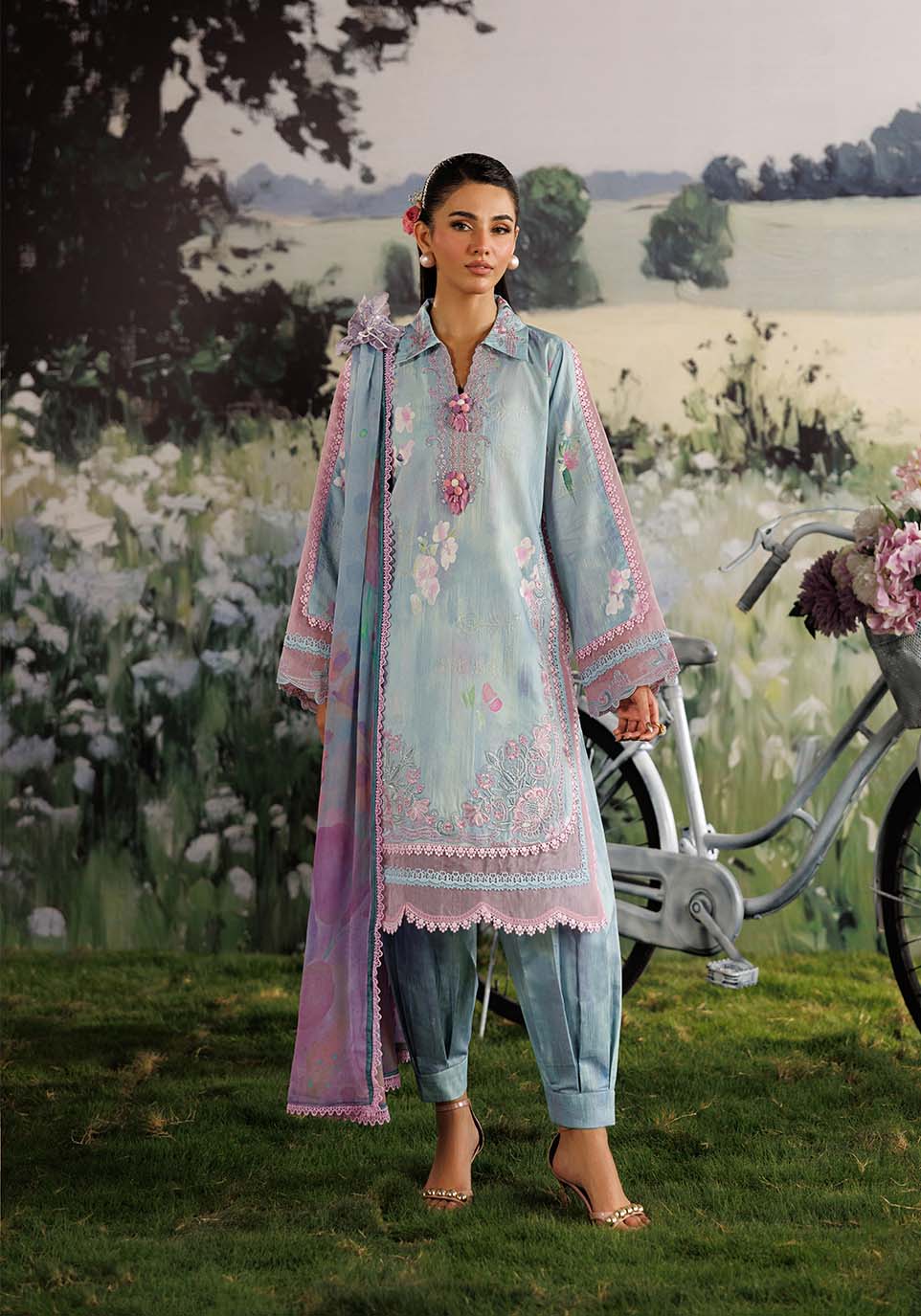 SHABNAM ZQ001 Chiffon Pakistani Summer Dresses - Zarqash - 1
