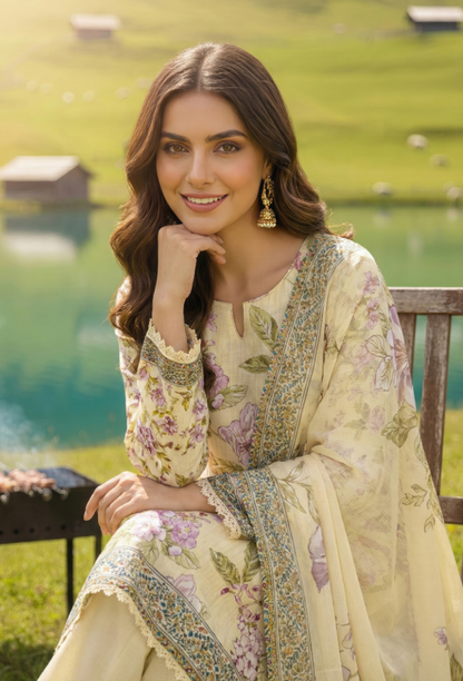 Floral - D10 Chiffon Pakistani Summer Dresses - Humdum - 3