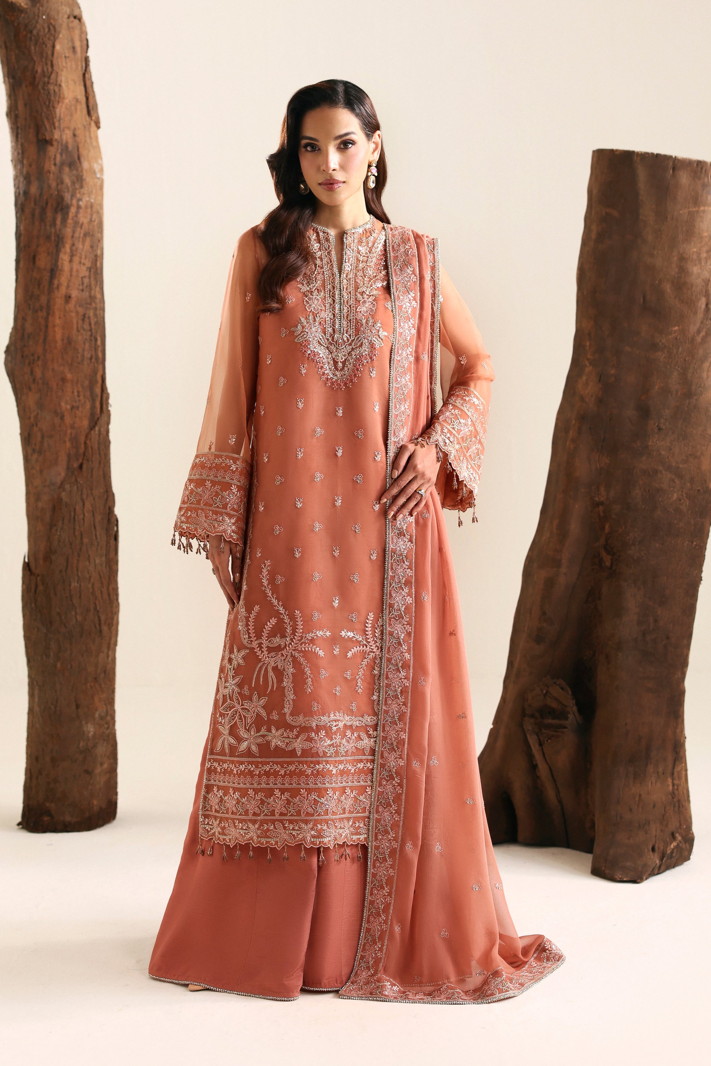 Avela Raw Silk Pakistani Formal Dresses - Akbar Aslam - 1