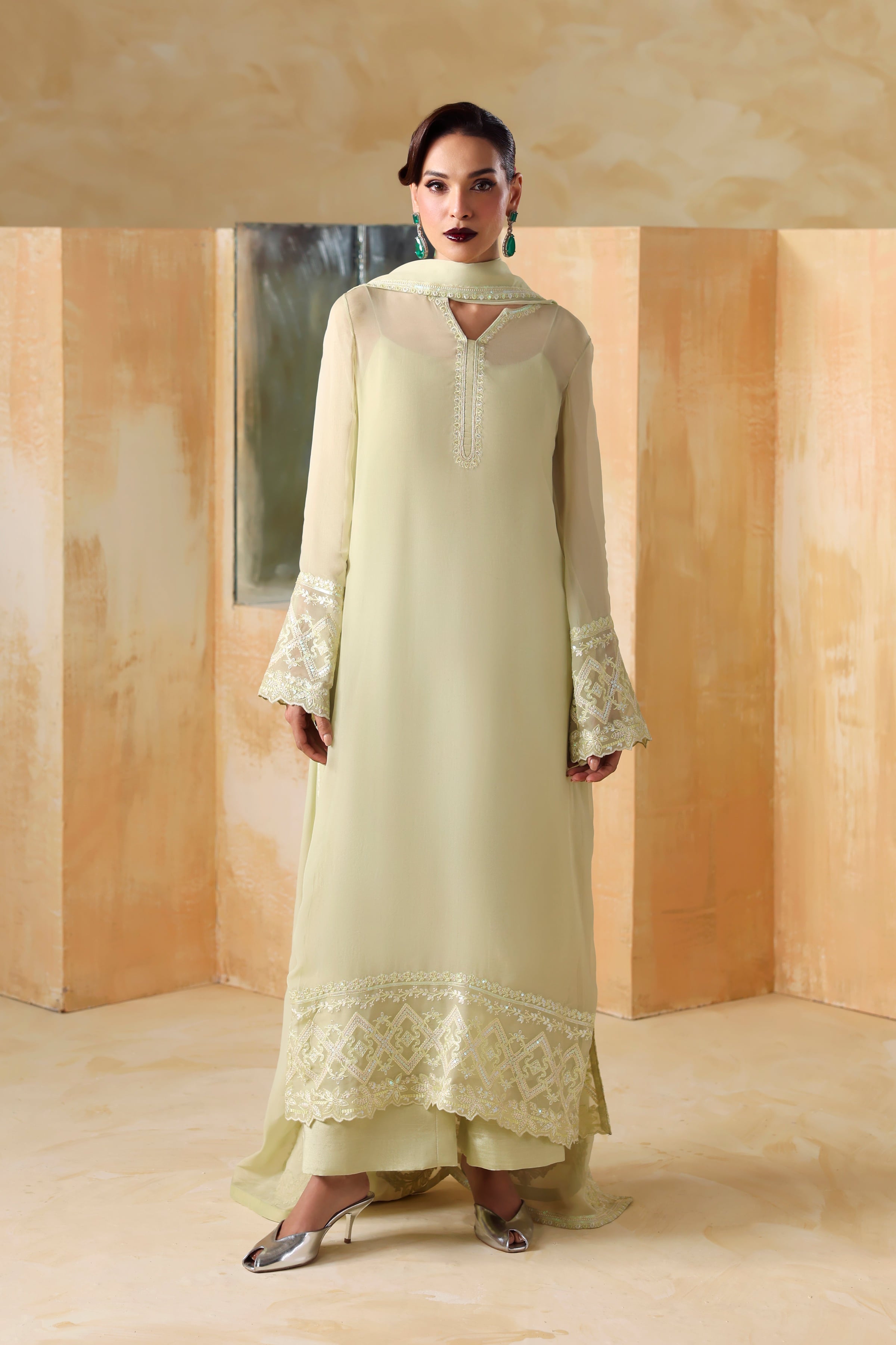 Haven Raw Silk Pakistani Formal Dresses - Akbar Aslam - 1