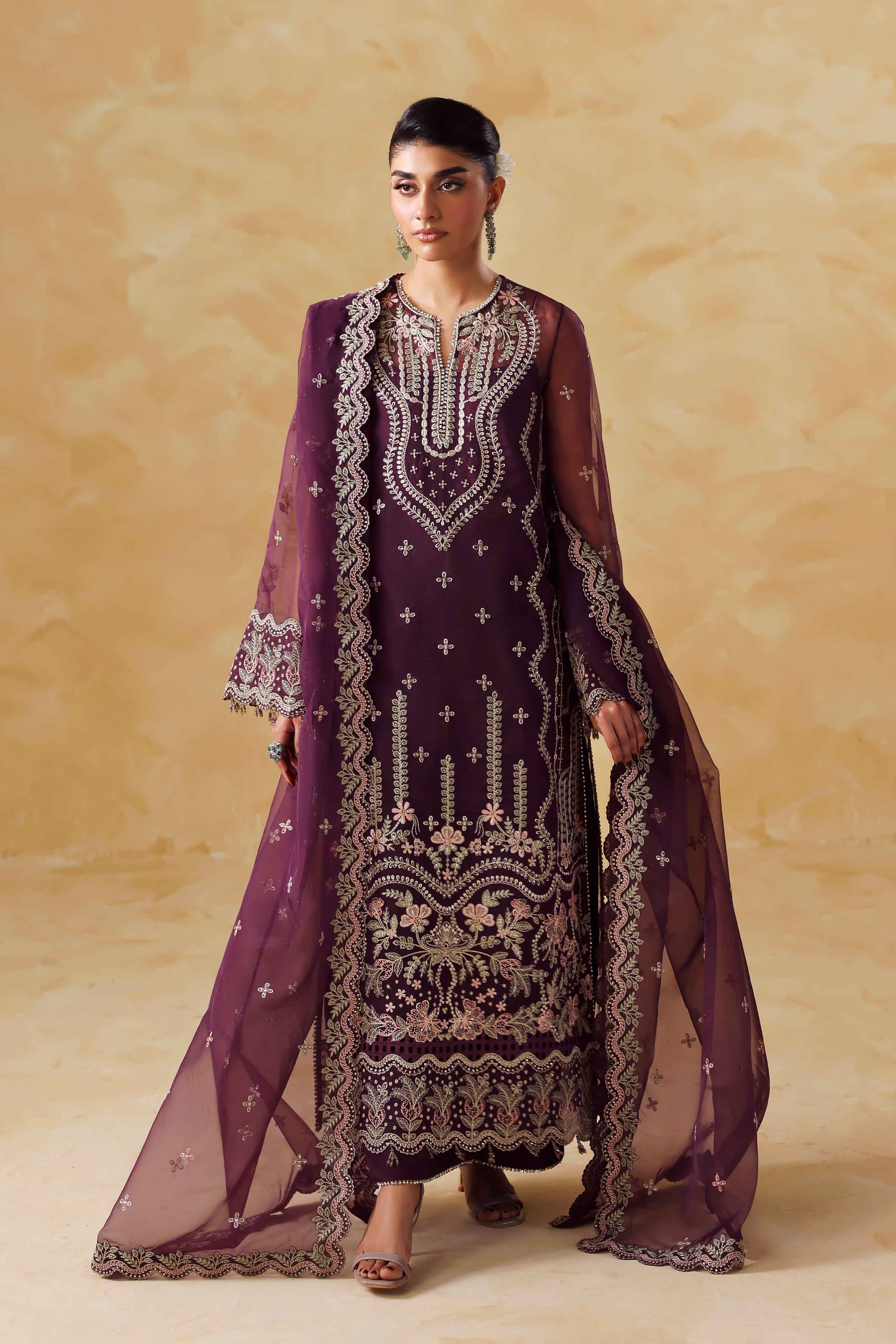 Mahra Raw Silk Pakistani Formal Dresses - Akbar Aslam - 1