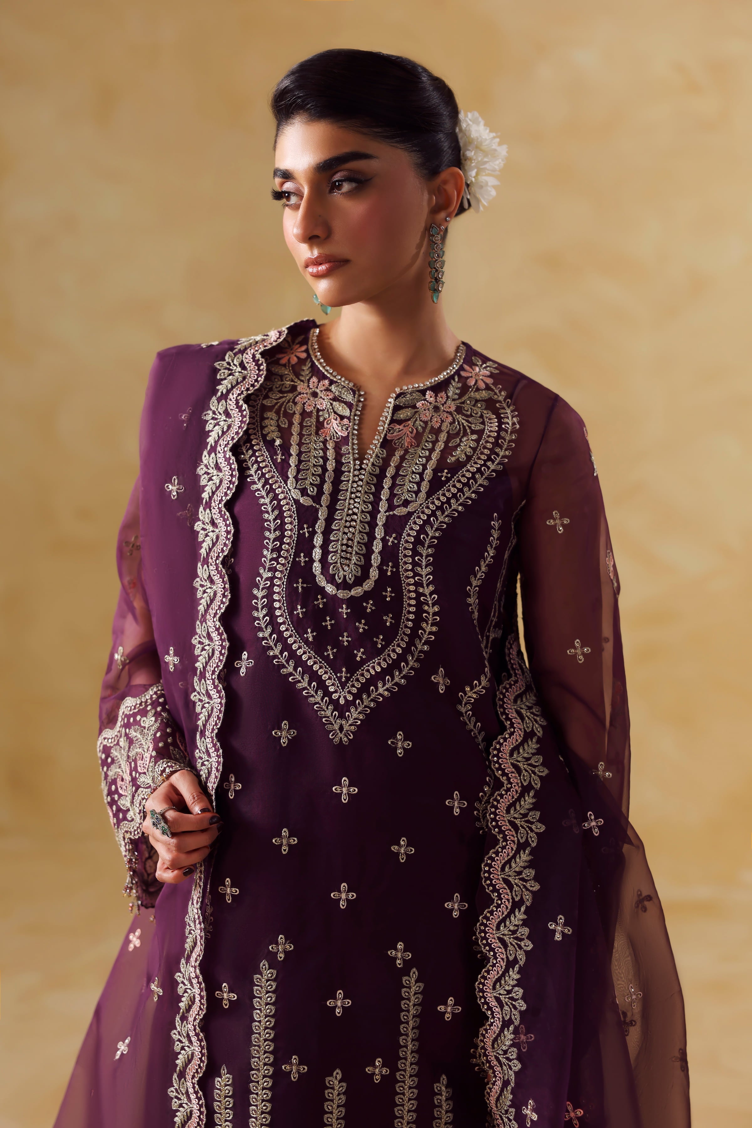Mahra Raw Silk Pakistani Formal Dresses - Akbar Aslam - 4