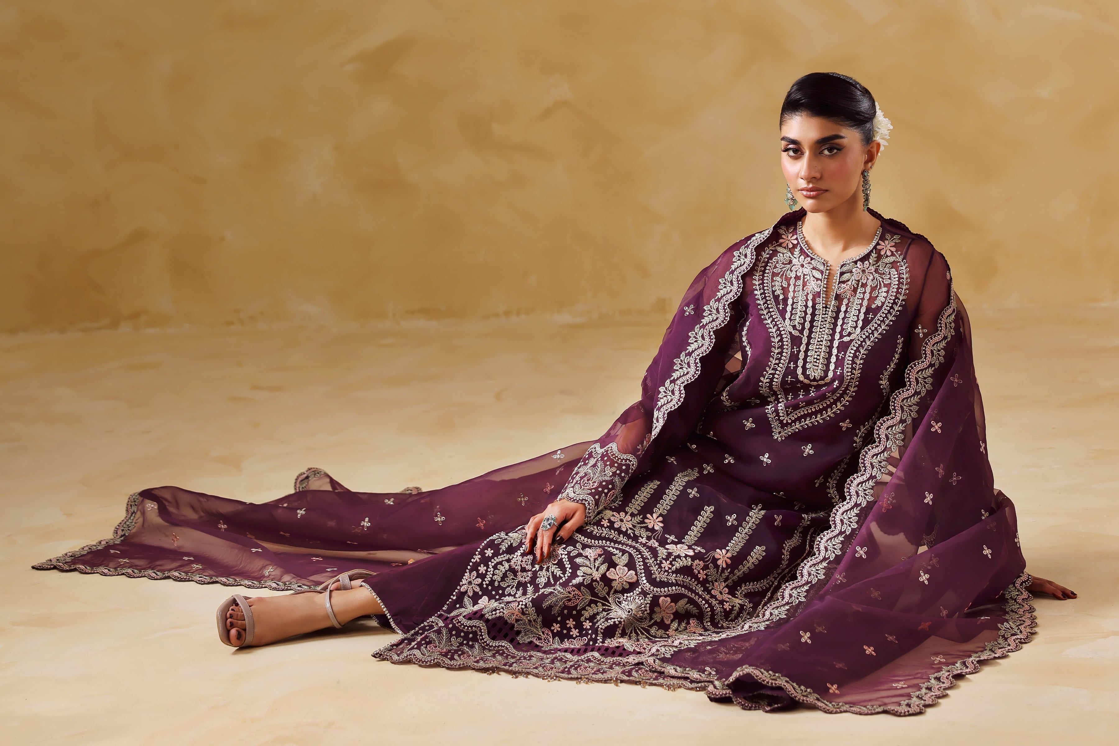 Mahra Raw Silk Pakistani Formal Dresses - Akbar Aslam - 6
