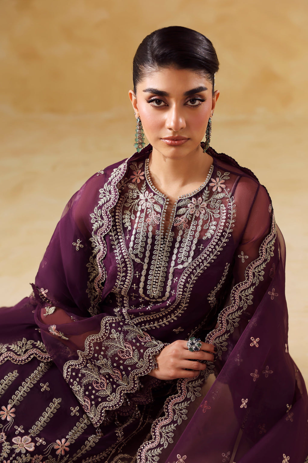 Mahra Raw Silk Pakistani Formal Dresses - Akbar Aslam - 7