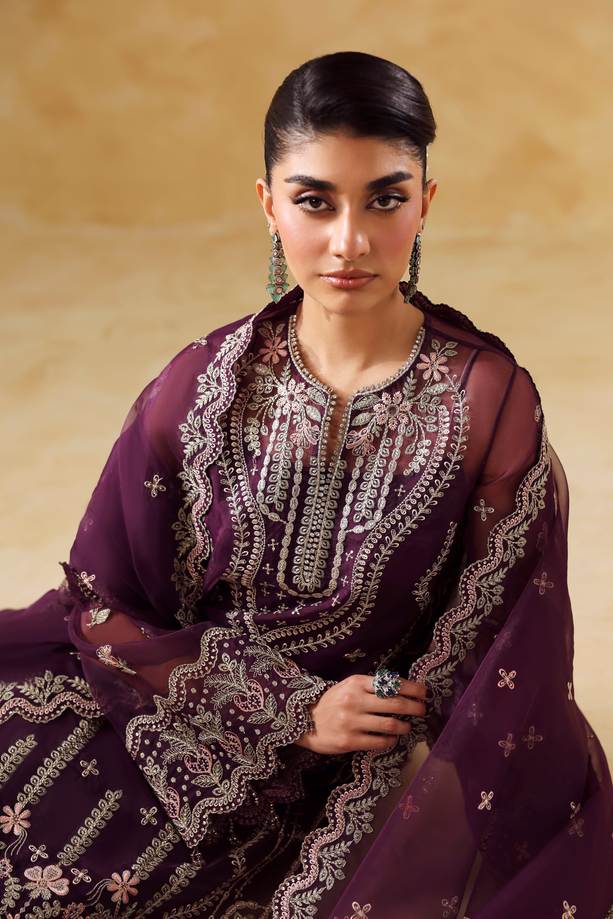 Mahra Raw Silk Pakistani Formal Dresses - Akbar Aslam - 7