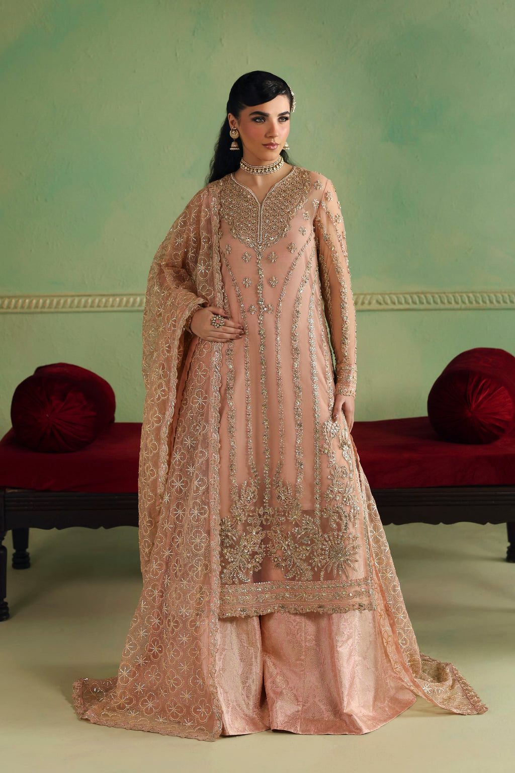 Arshia Raw Silk Pakistani Formal Dresses - Akbar Aslam - 1