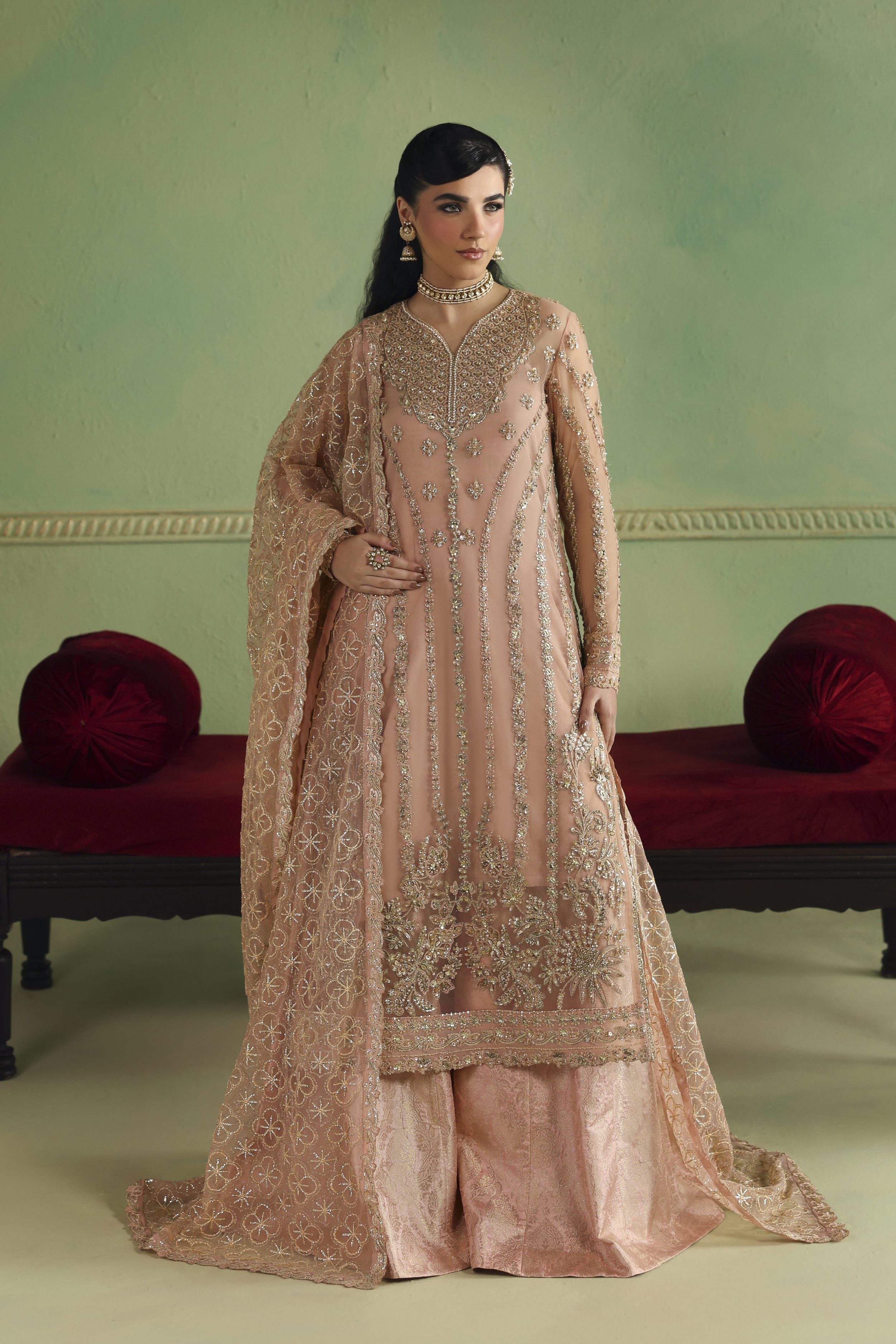 Arshia Raw Silk Pakistani Formal Dresses - Akbar Aslam - 1