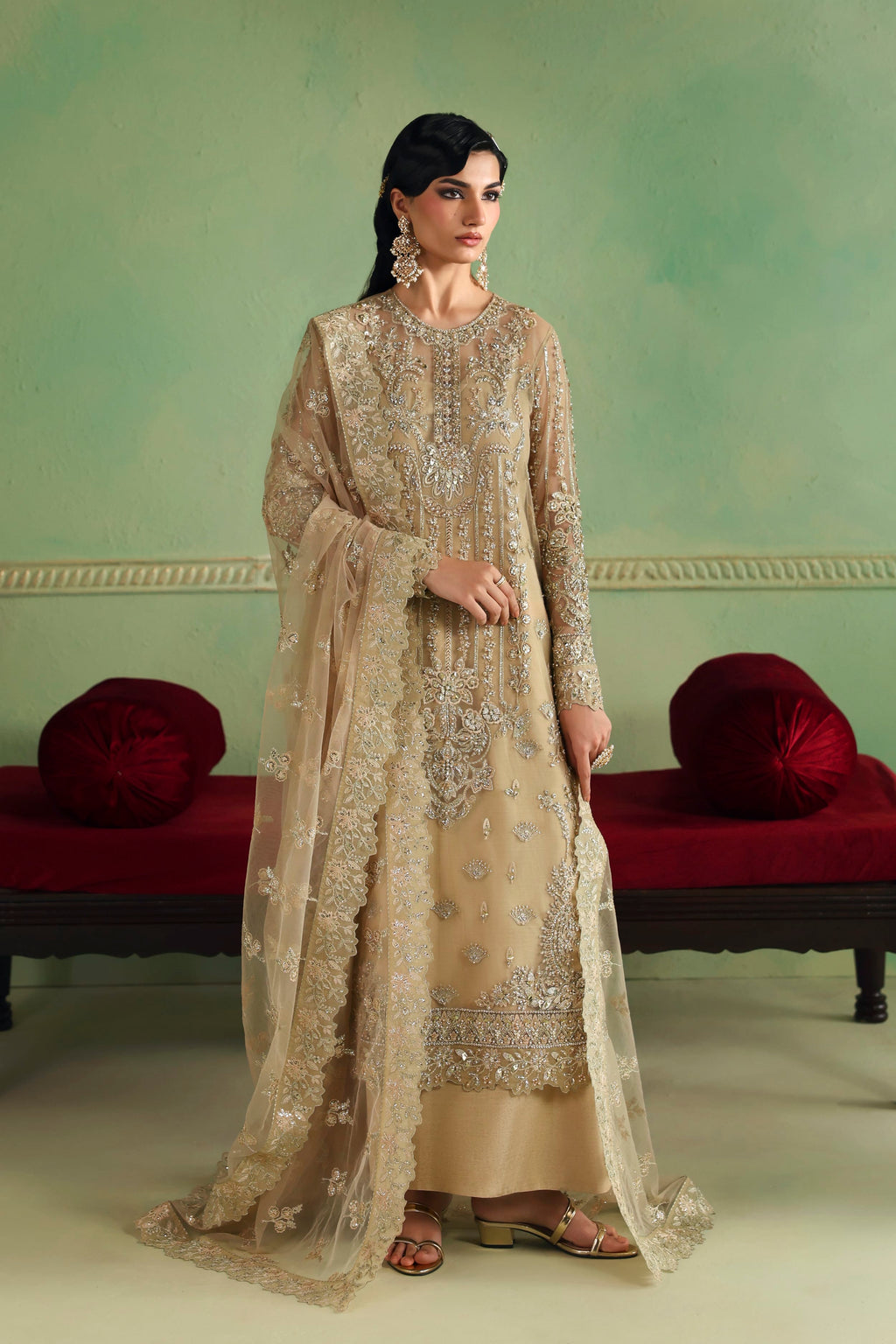 Zareefa Raw Silk Pakistani Formal Dresses - Akbar Aslam - 1