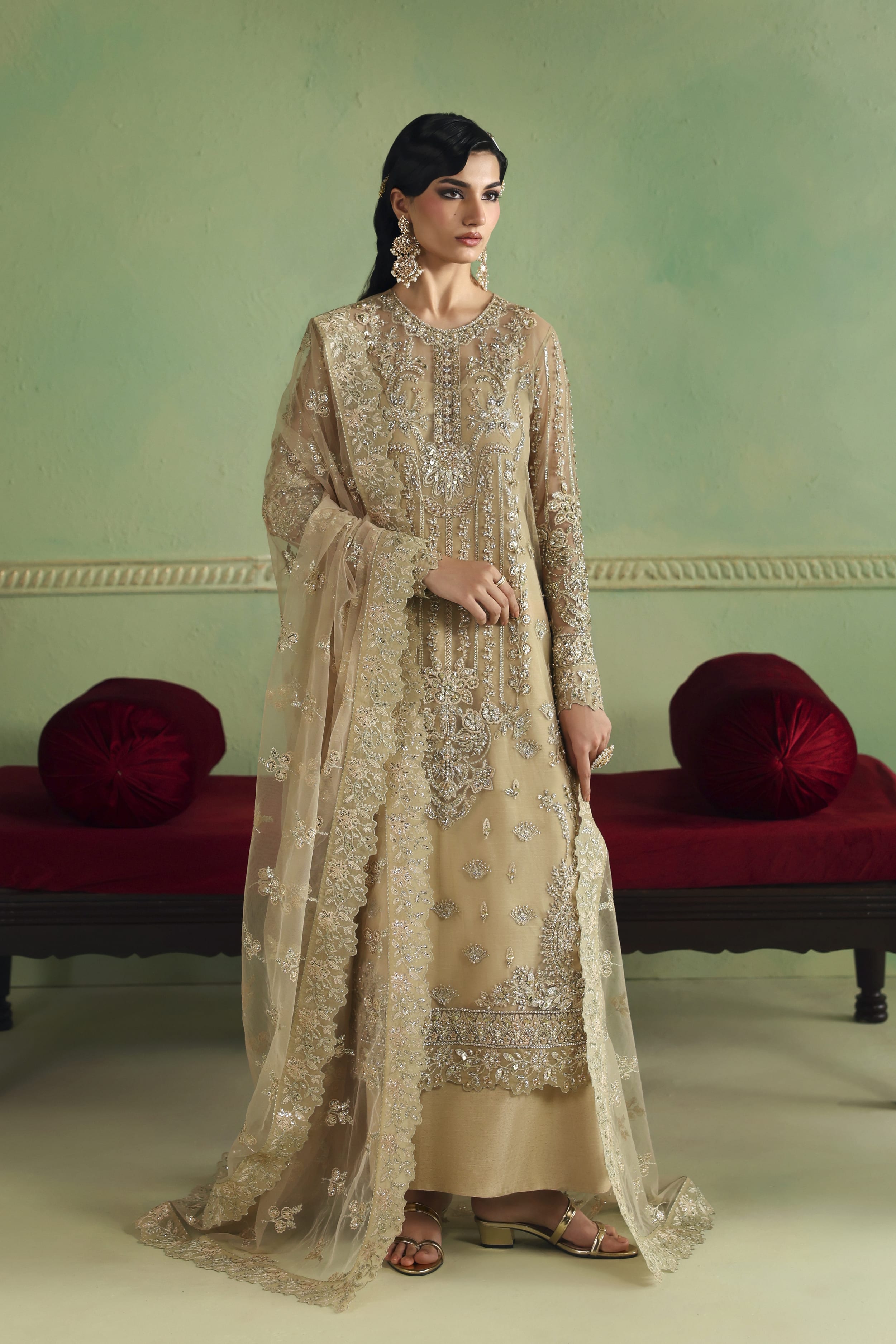 Zareefa Raw Silk Pakistani Formal Dresses - Akbar Aslam - 1