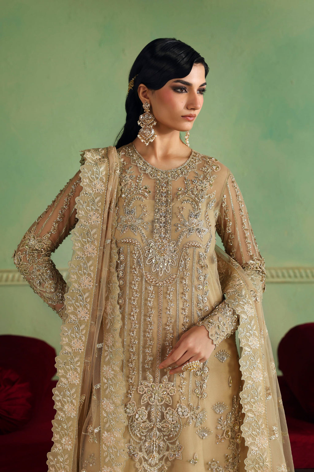 Zareefa Raw Silk Pakistani Formal Dresses - Akbar Aslam - 3