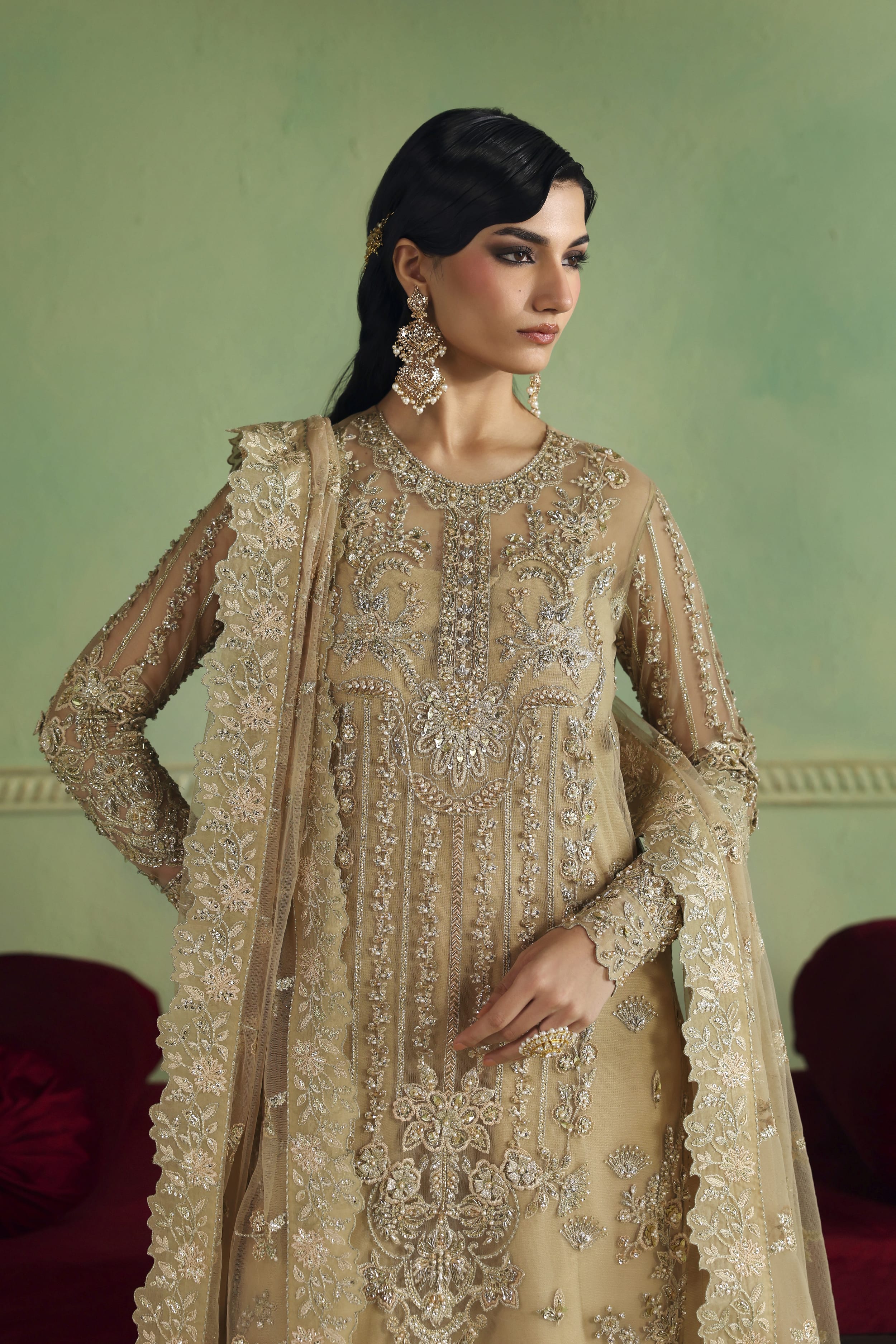 Zareefa Raw Silk Pakistani Formal Dresses - Akbar Aslam - 3