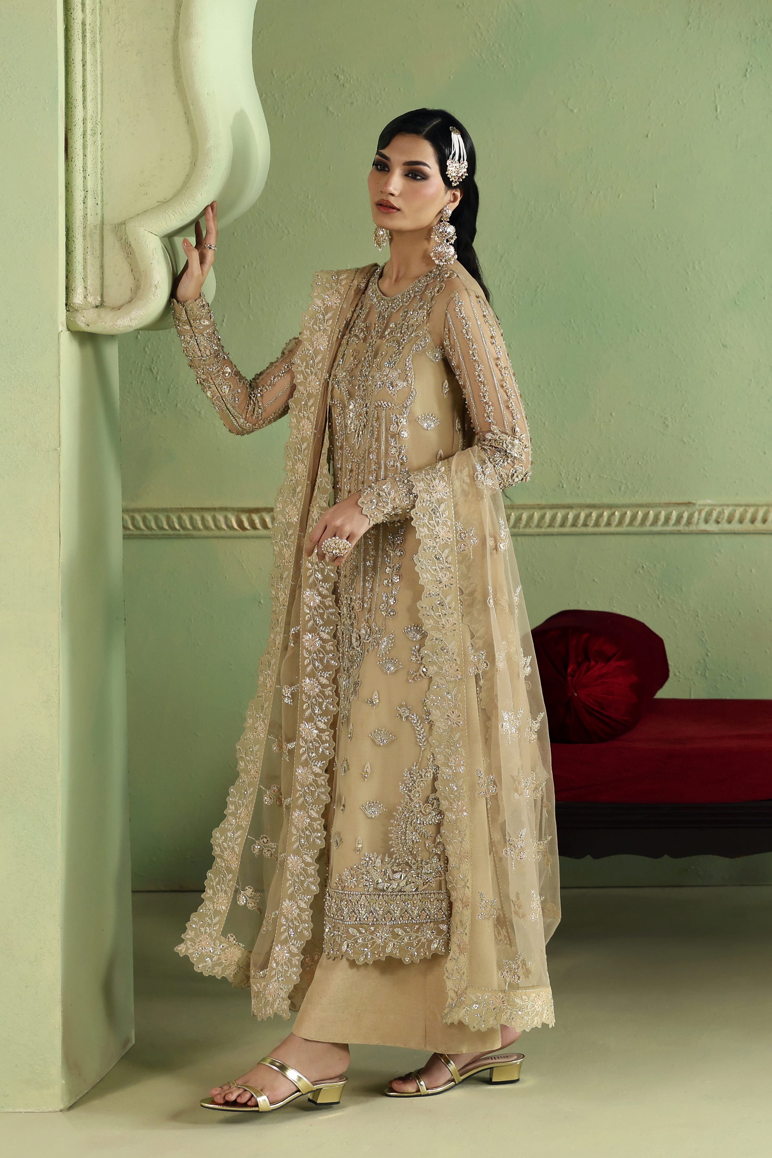 Zareefa Raw Silk Pakistani Formal Dresses - Akbar Aslam - 4