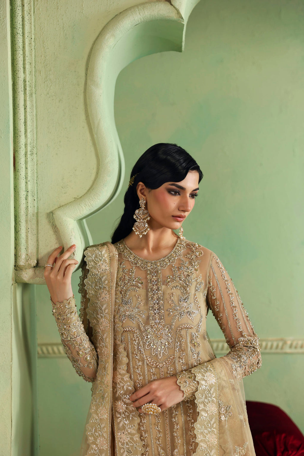 Zareefa Raw Silk Pakistani Formal Dresses - Akbar Aslam - 5