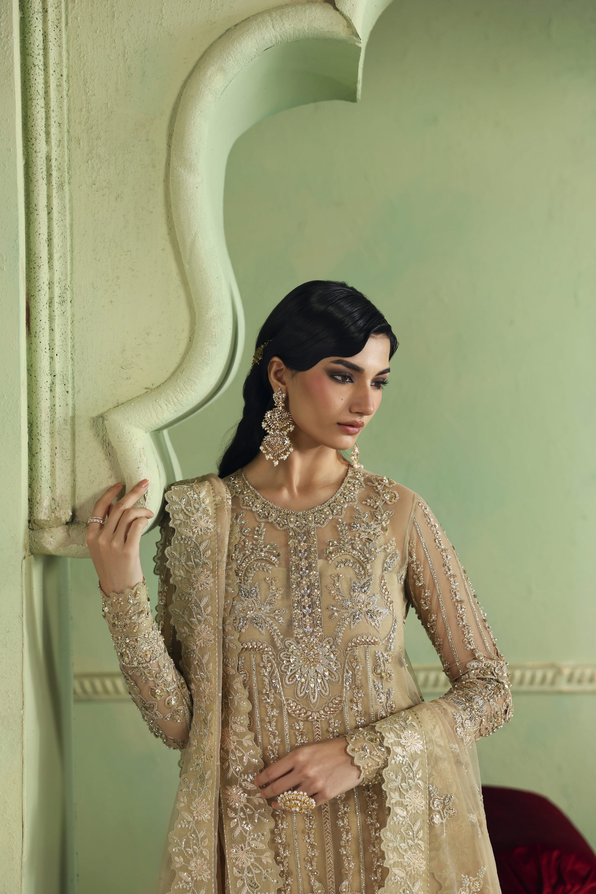 Zareefa Raw Silk Pakistani Formal Dresses - Akbar Aslam - 5