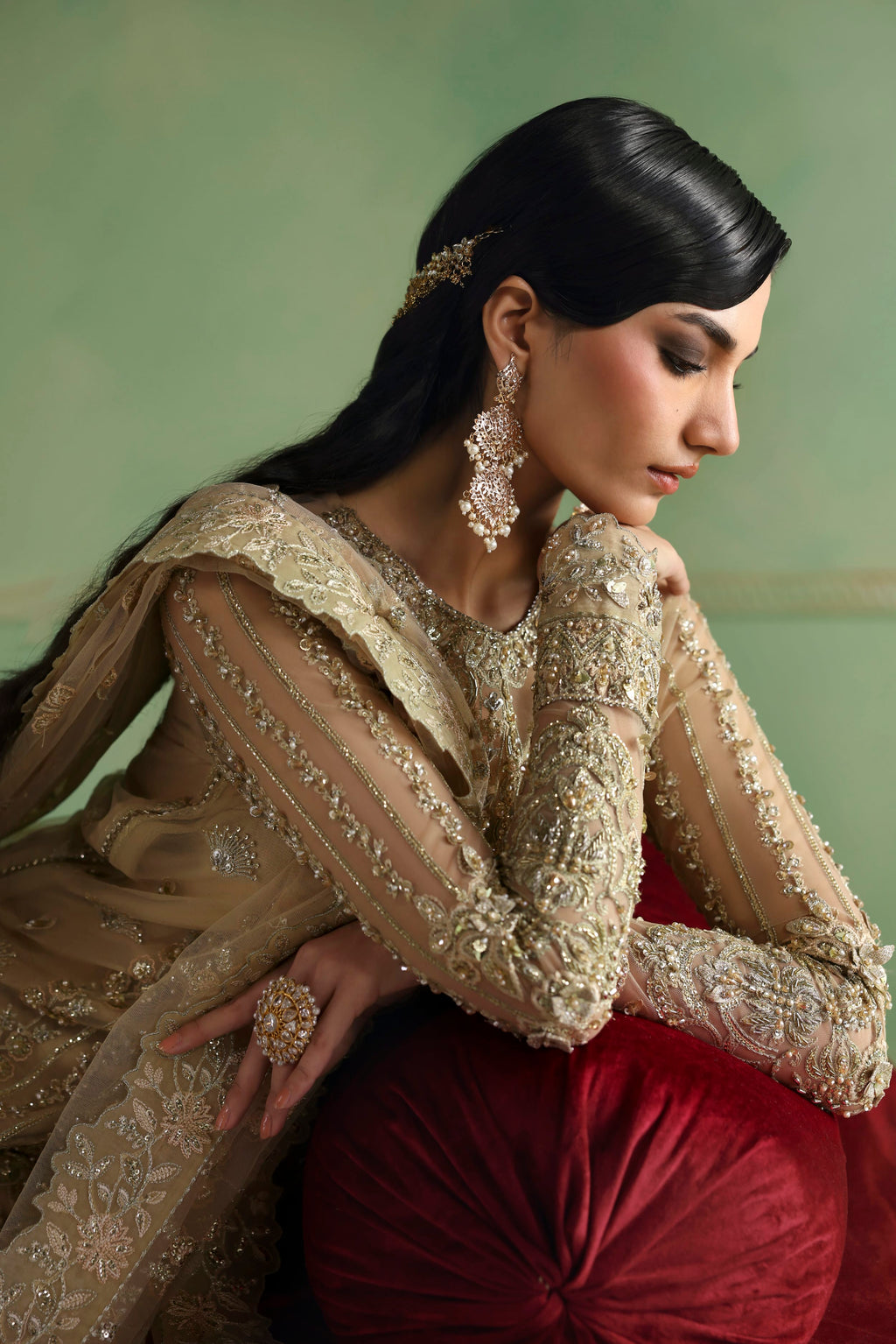 Zareefa Raw Silk Pakistani Formal Dresses - Akbar Aslam - 8