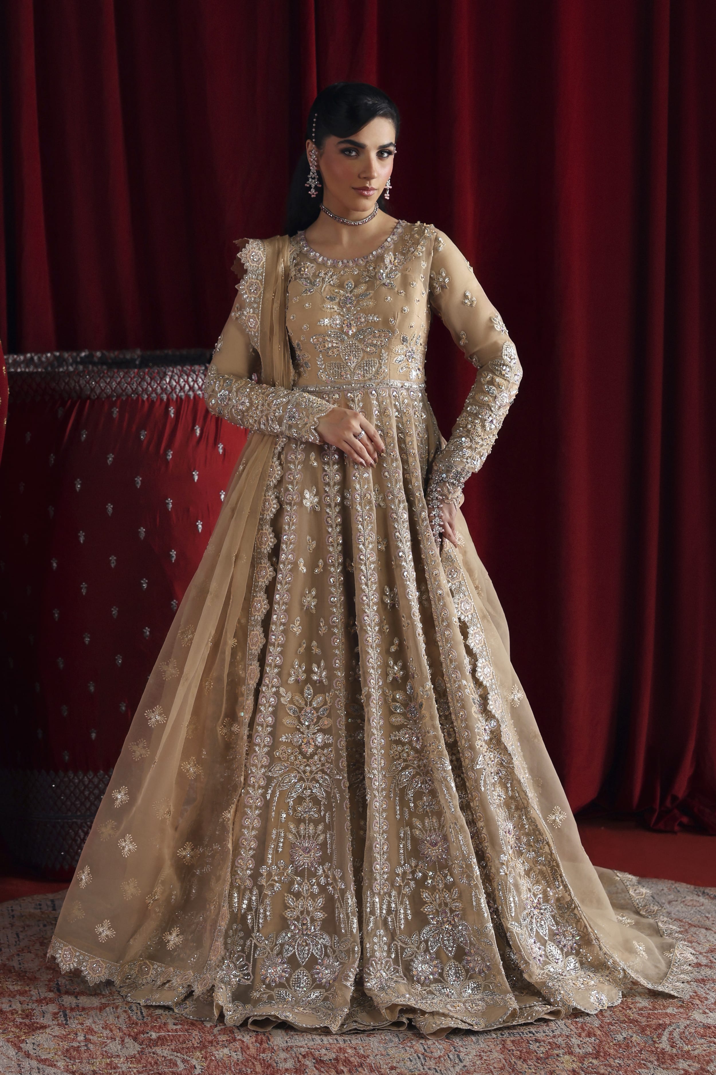 Parisa Raw Silk Pakistani Bridal and Formal Dresses - Akbar Aslam - 1